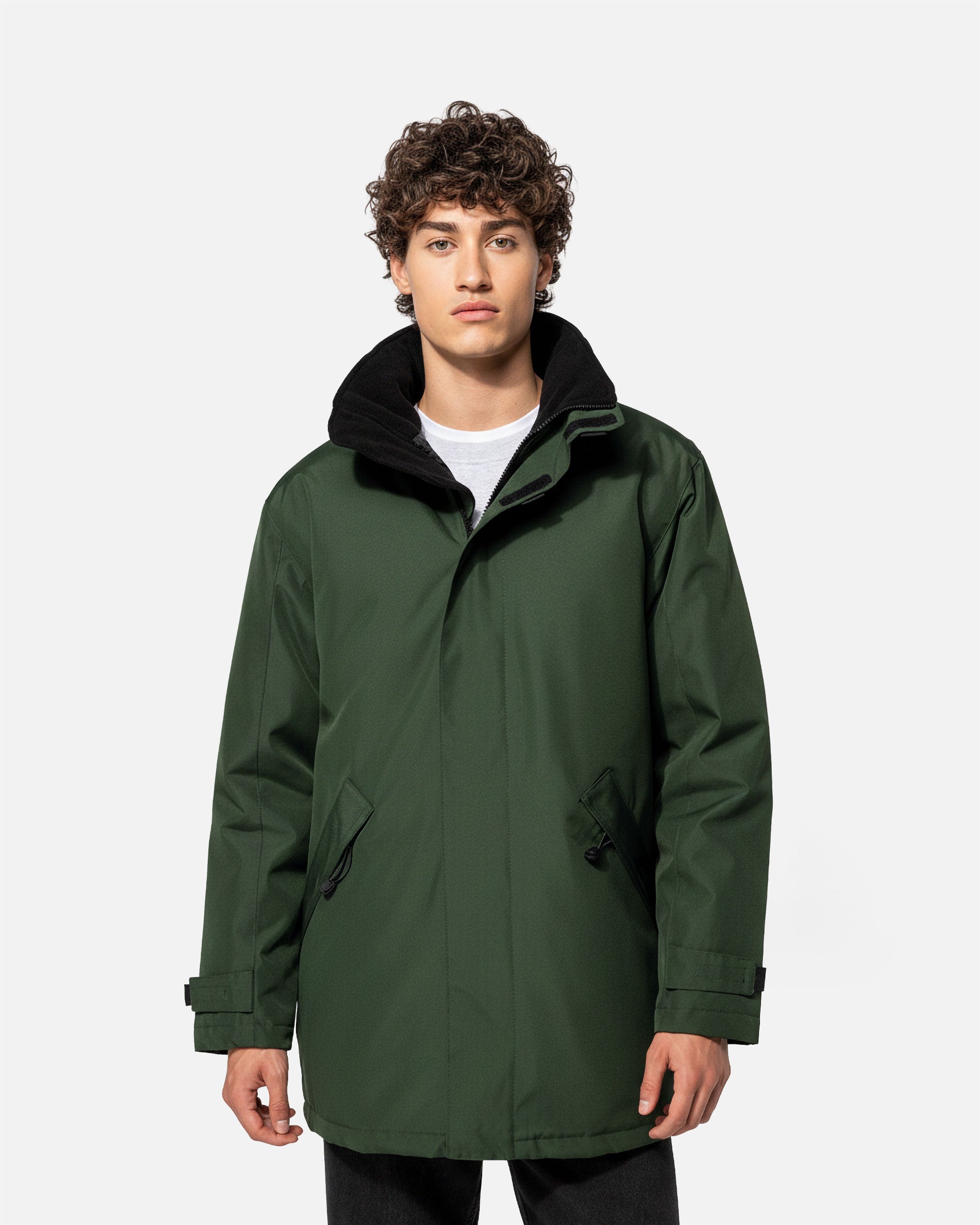 Herren Parka Jacke mit abnehmbarer Kapuze Forest Green von VIVID