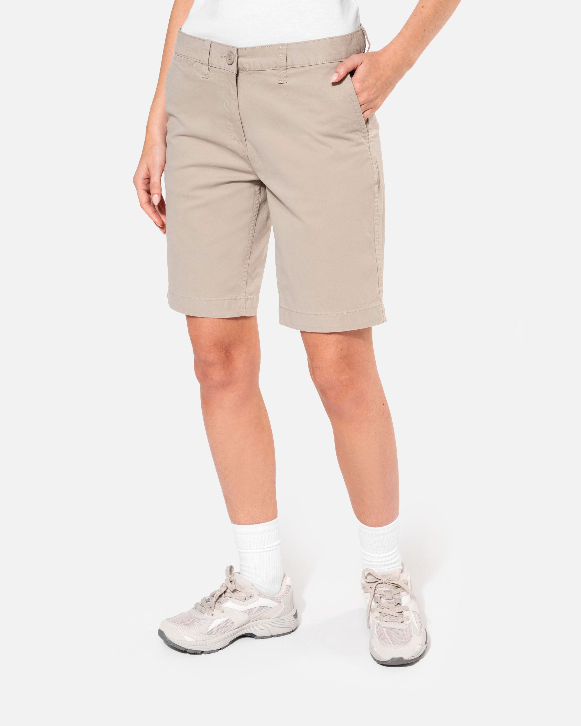 Damen Chino Bermuda Shorts Light Beige von VIVID