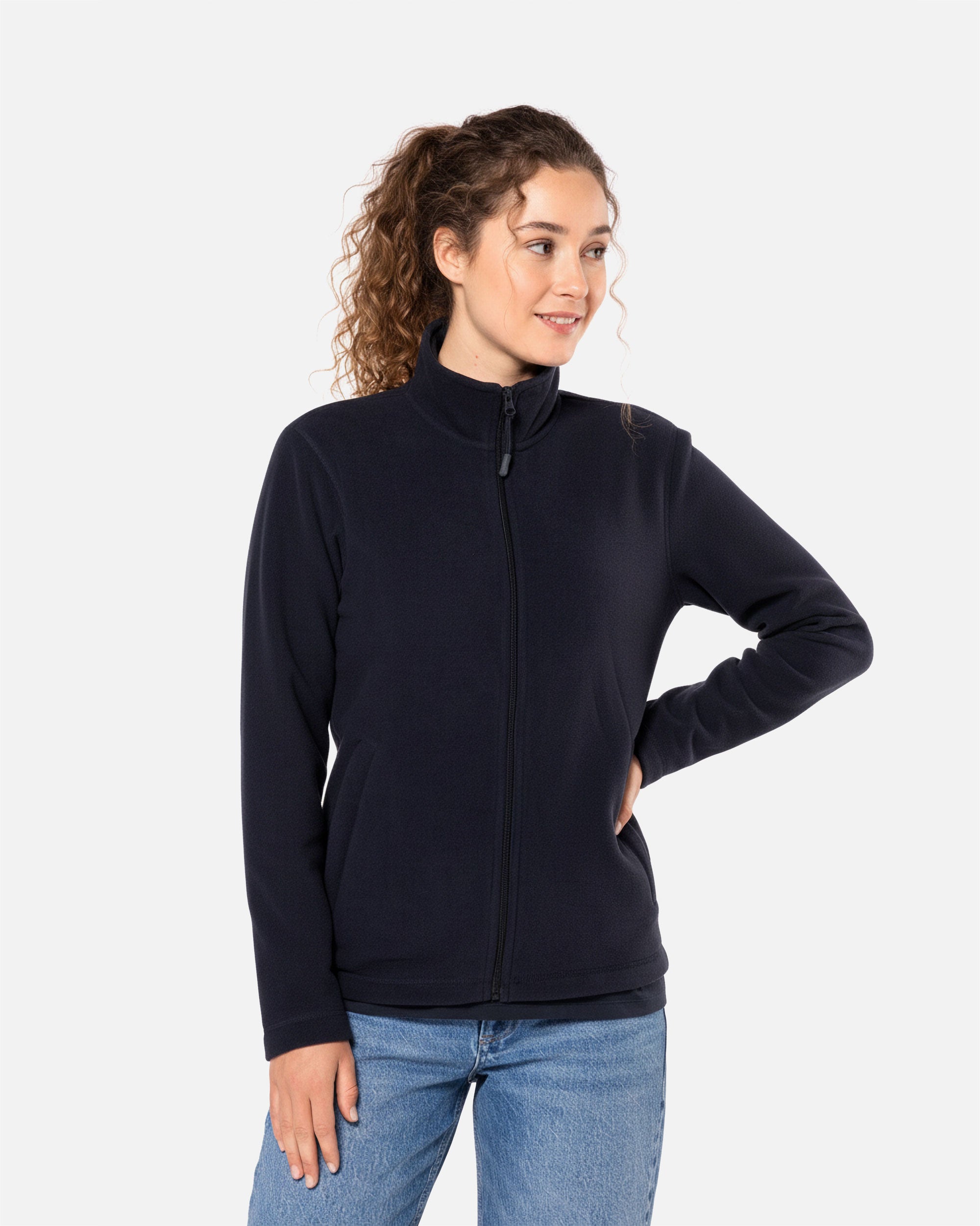 Klassische Unisex Mikrofleece Jacke Navy Blue von VIVID