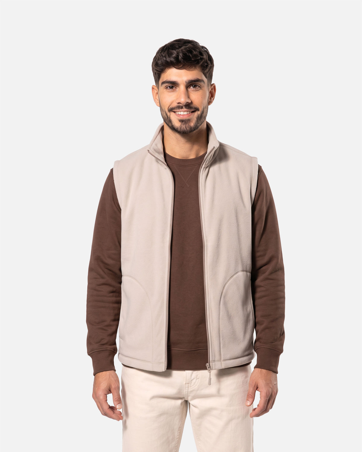 Herren Mikrofleece Weste Beige von VIVID