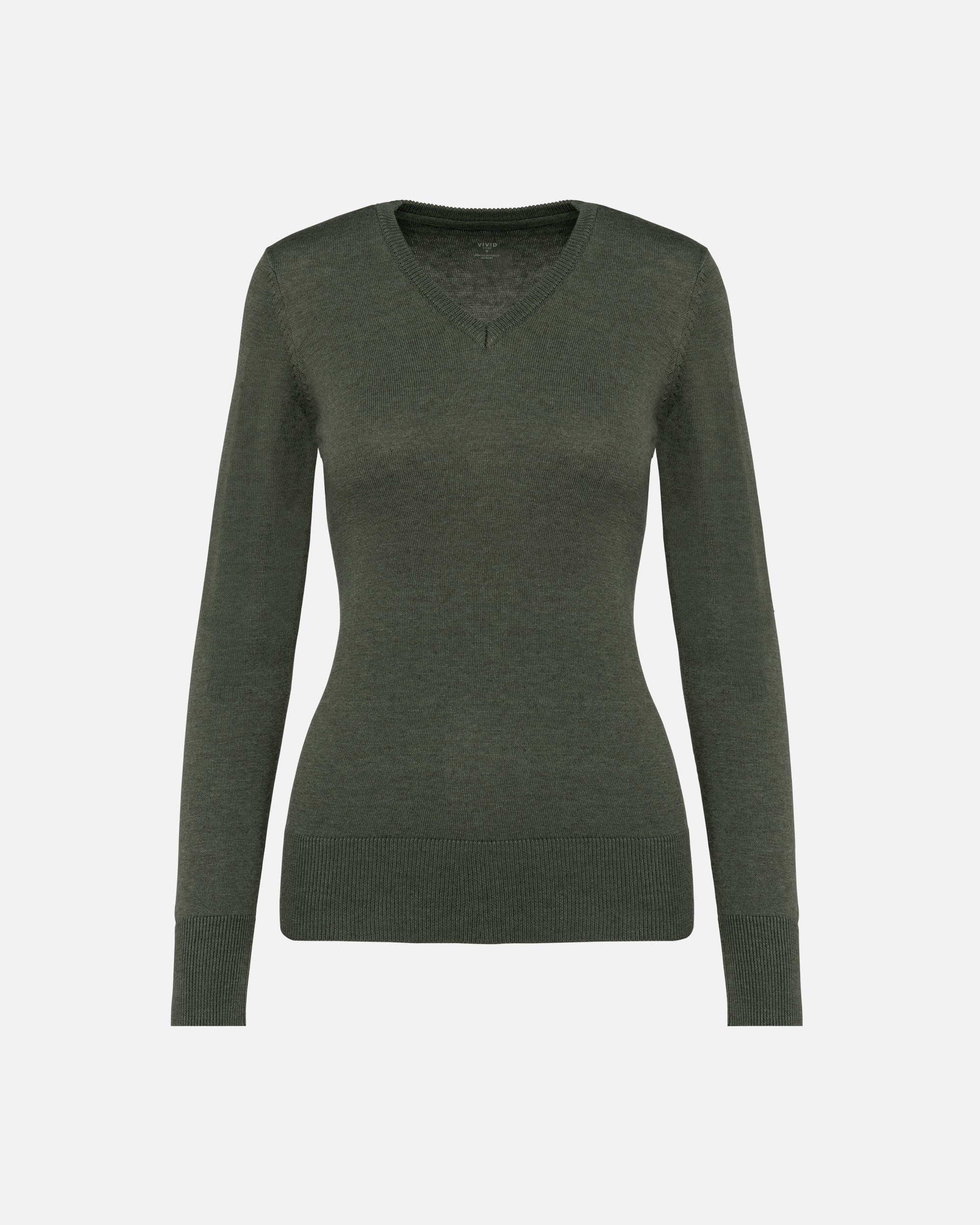 Damen Pullover mit V-Ausschnitt Green Marble von VIVID
