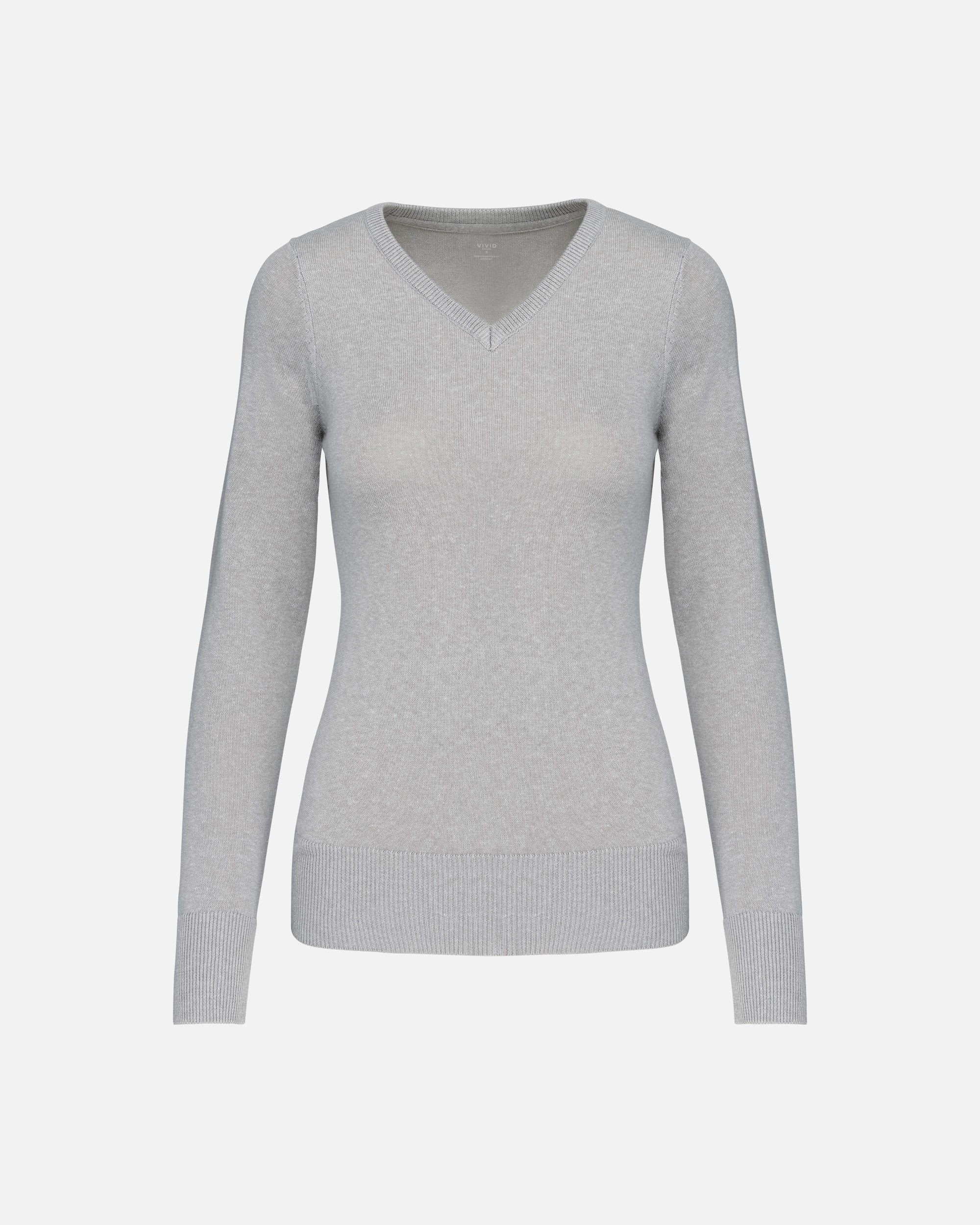 Damen Pullover mit V-Ausschnitt Grey Heather von VIVID