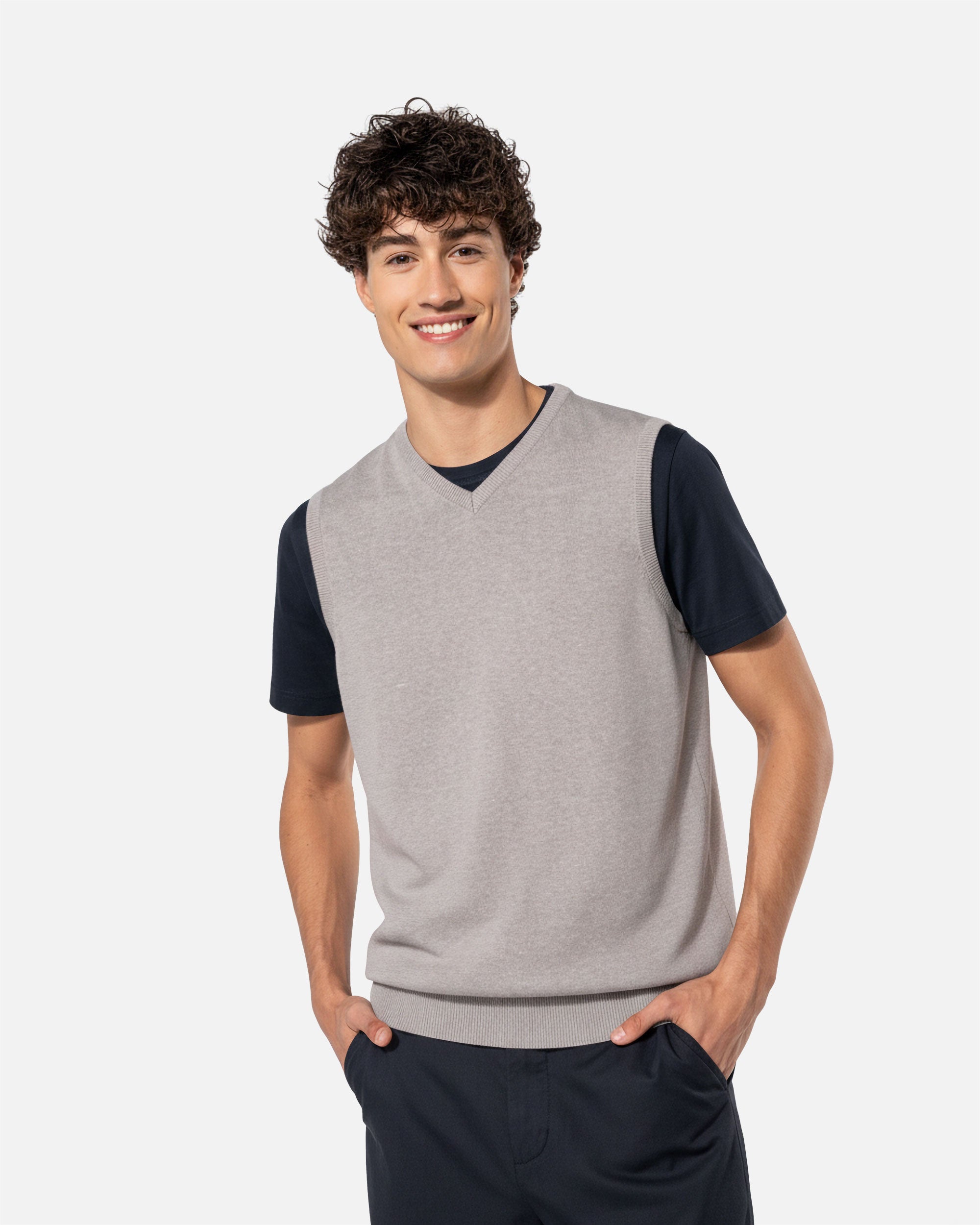 Herren Pullunder mit V-Ausschnitt Grey Melange von VIVID