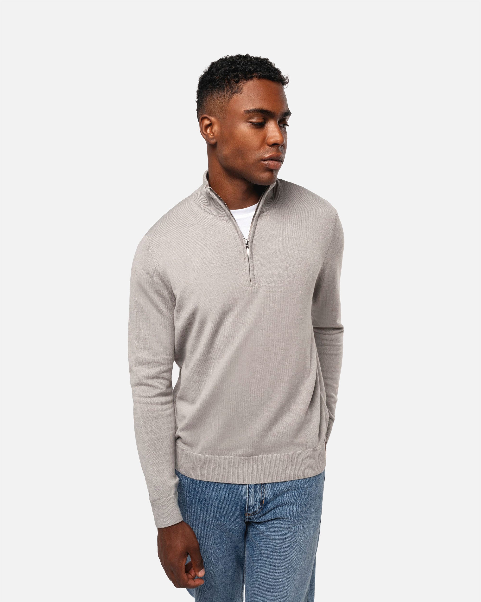Herren Pullover mit 1/4-Reißverschluss Grey von VIVID