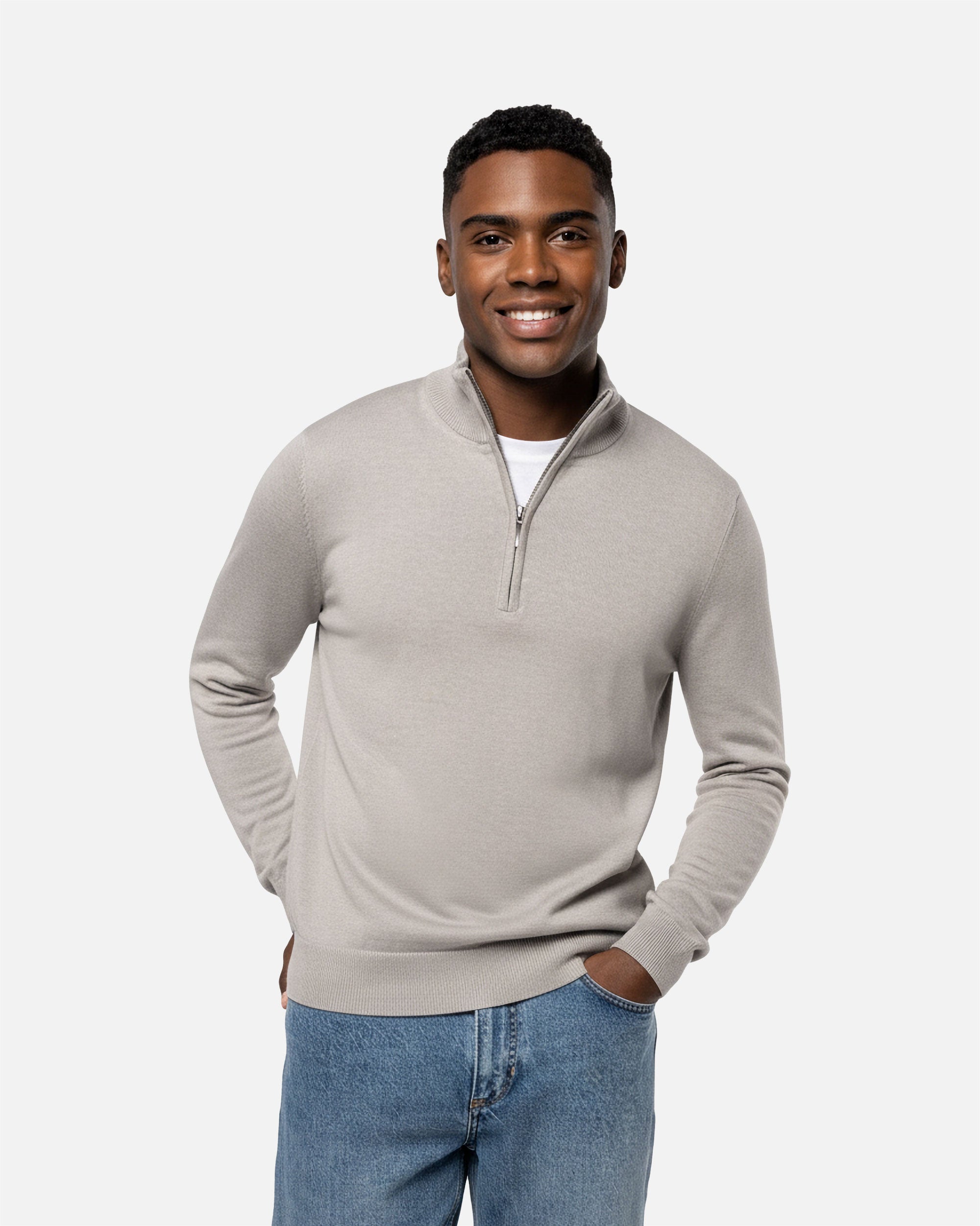 Herren Pullover mit 1/4-Reißverschluss Grey von VIVID
