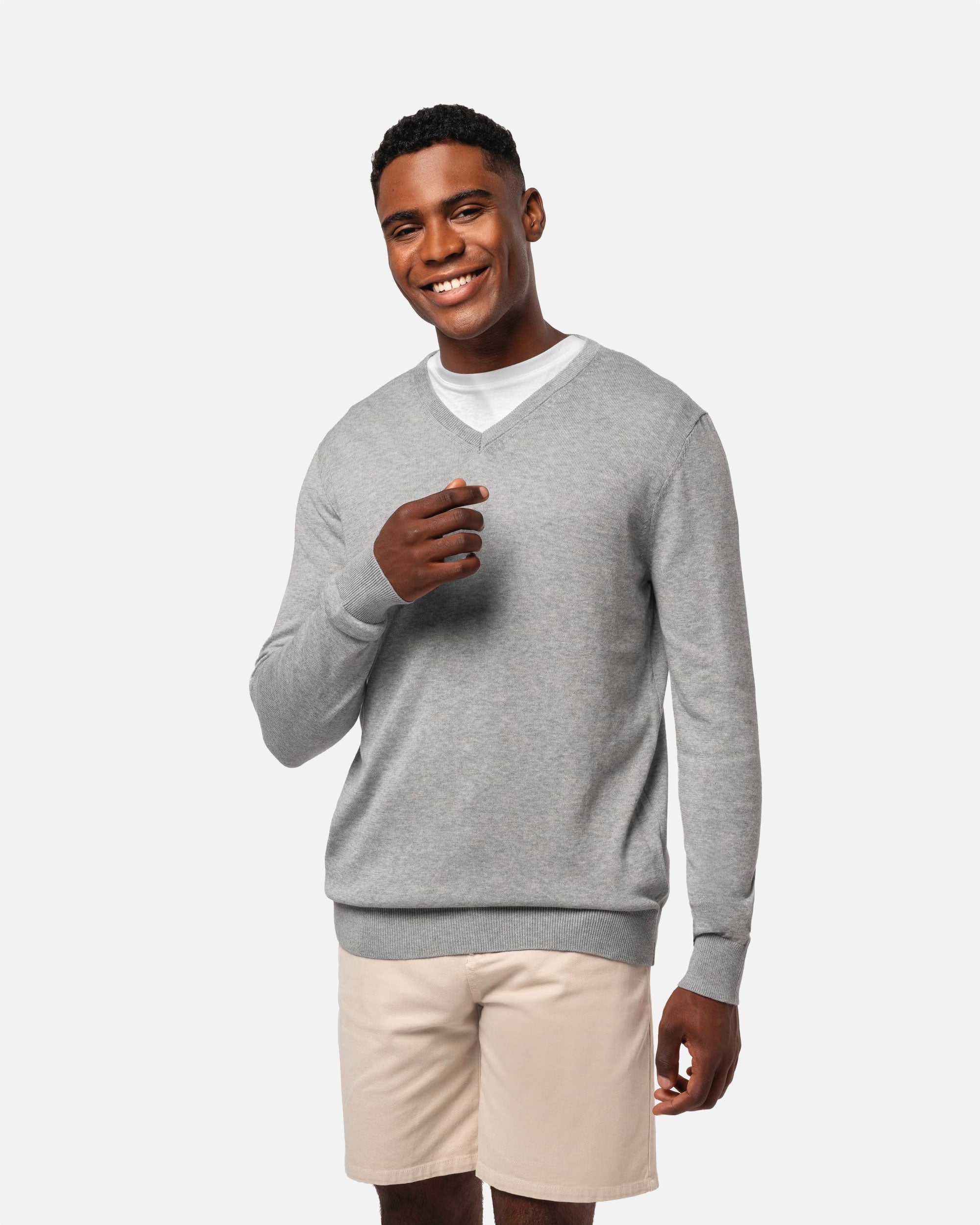 Herren Pullover mit V-Ausschnitt Grey Heather von VIVID