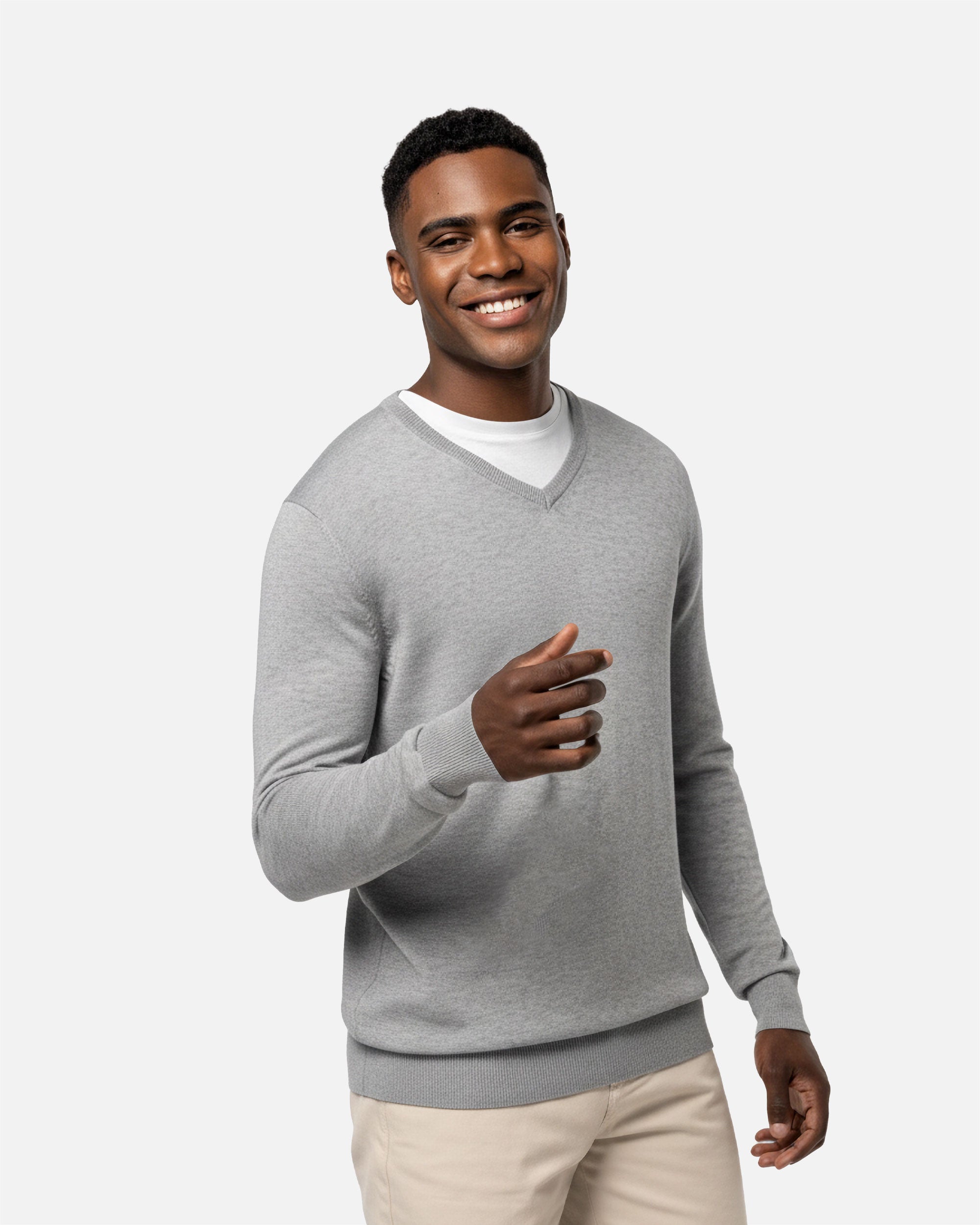 Herren Pullover mit V-Ausschnitt Grey Heather von VIVID