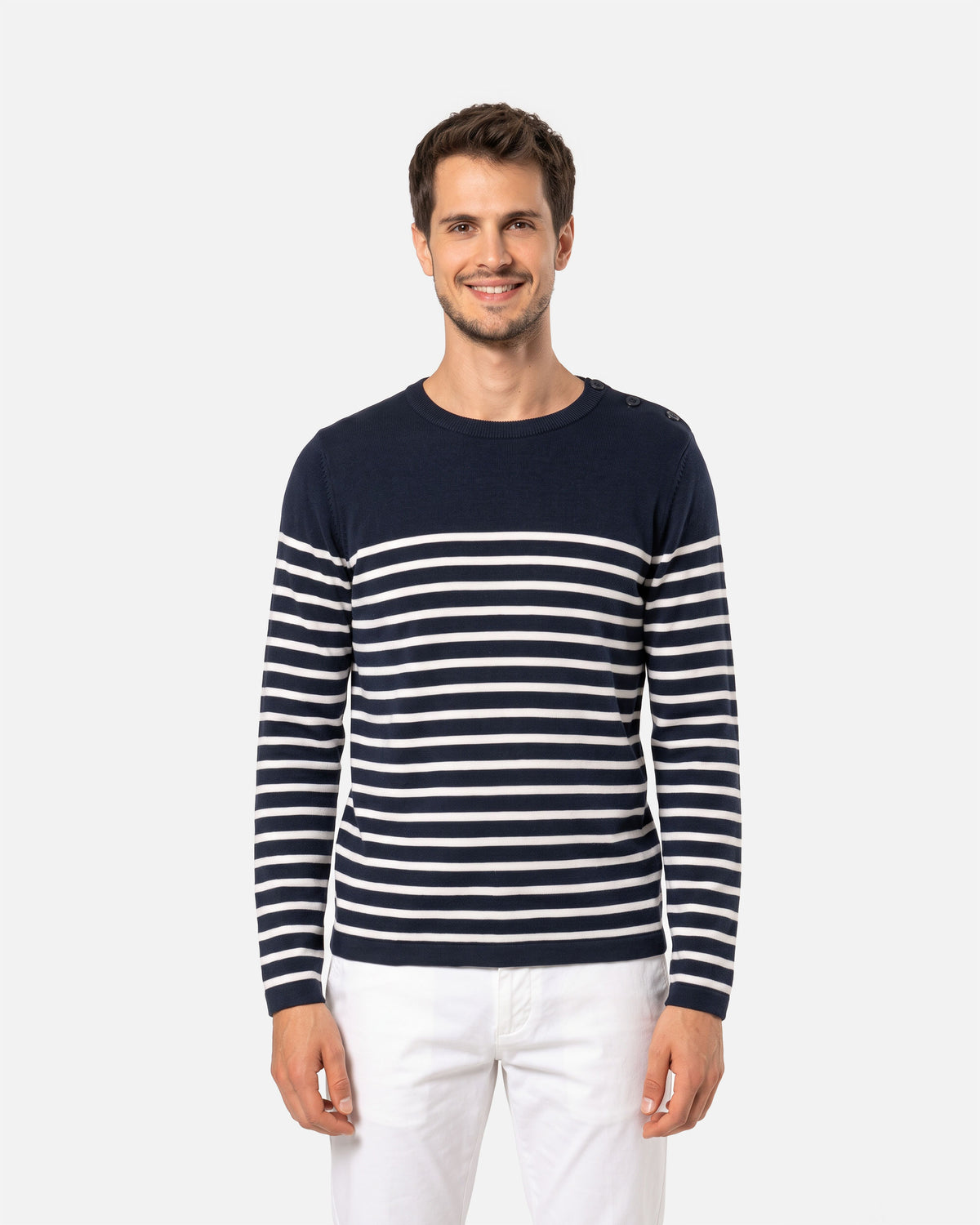 Herren Pullover im Marine-Look Navy-White Stripes von VIVID