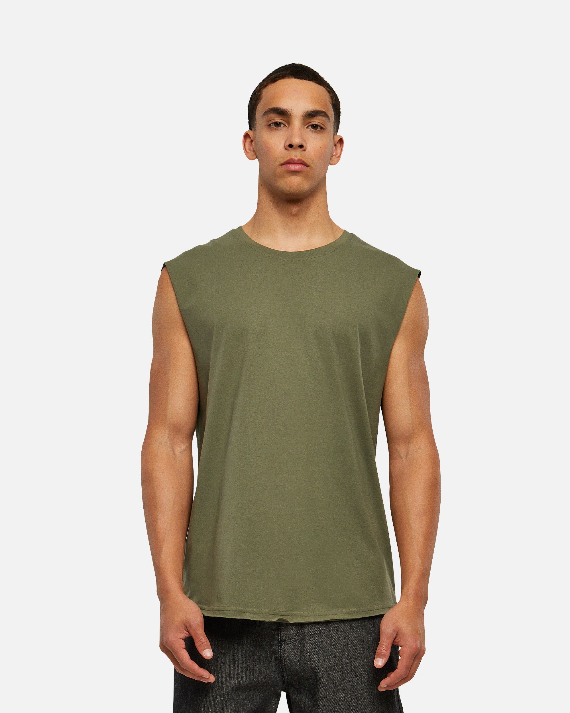 Ärmelloses Herren T-Shirt Pale Olive von VIVID