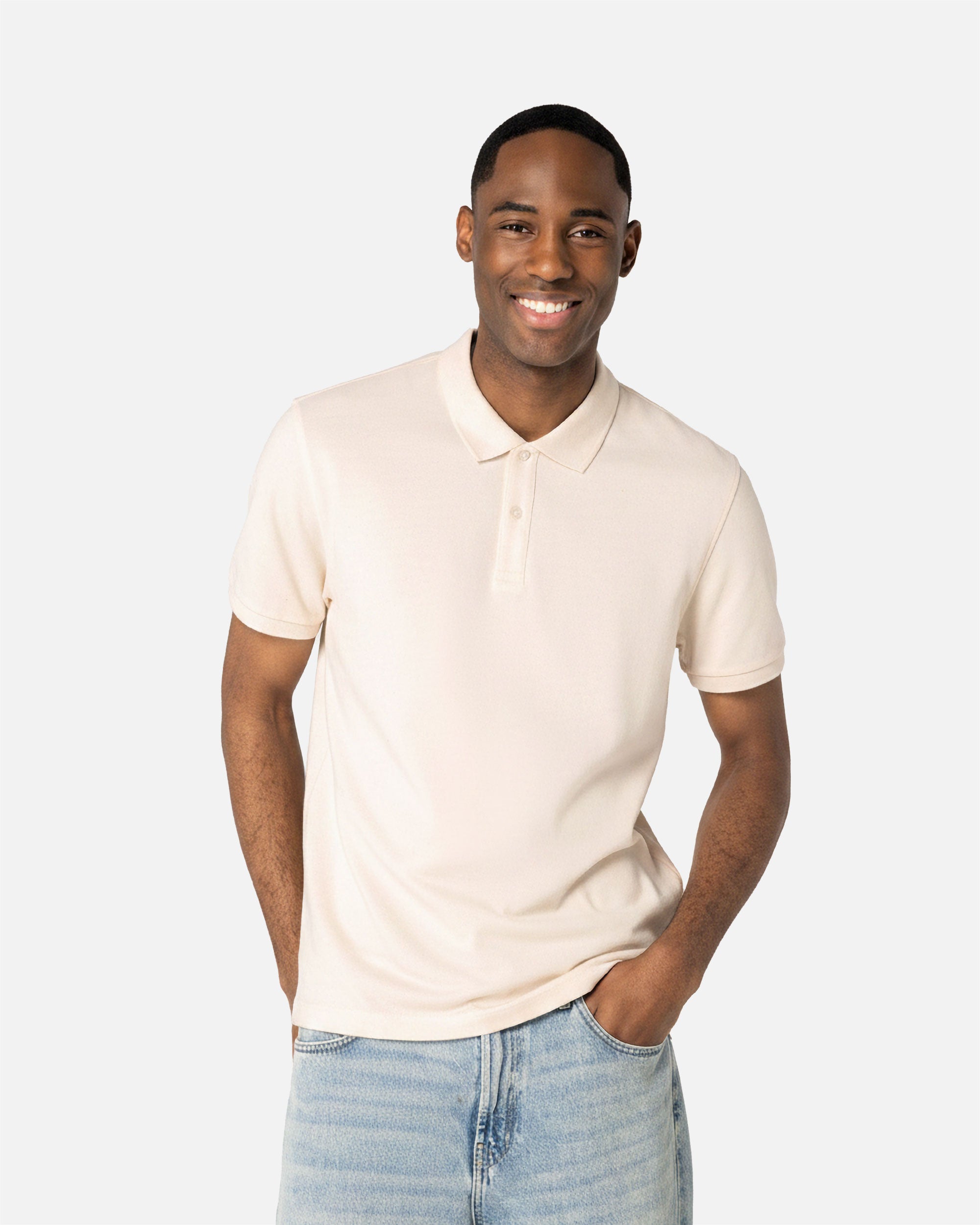 Schweres Herren Piqué Polo T-Shirt 2.1 Natural von VIVID