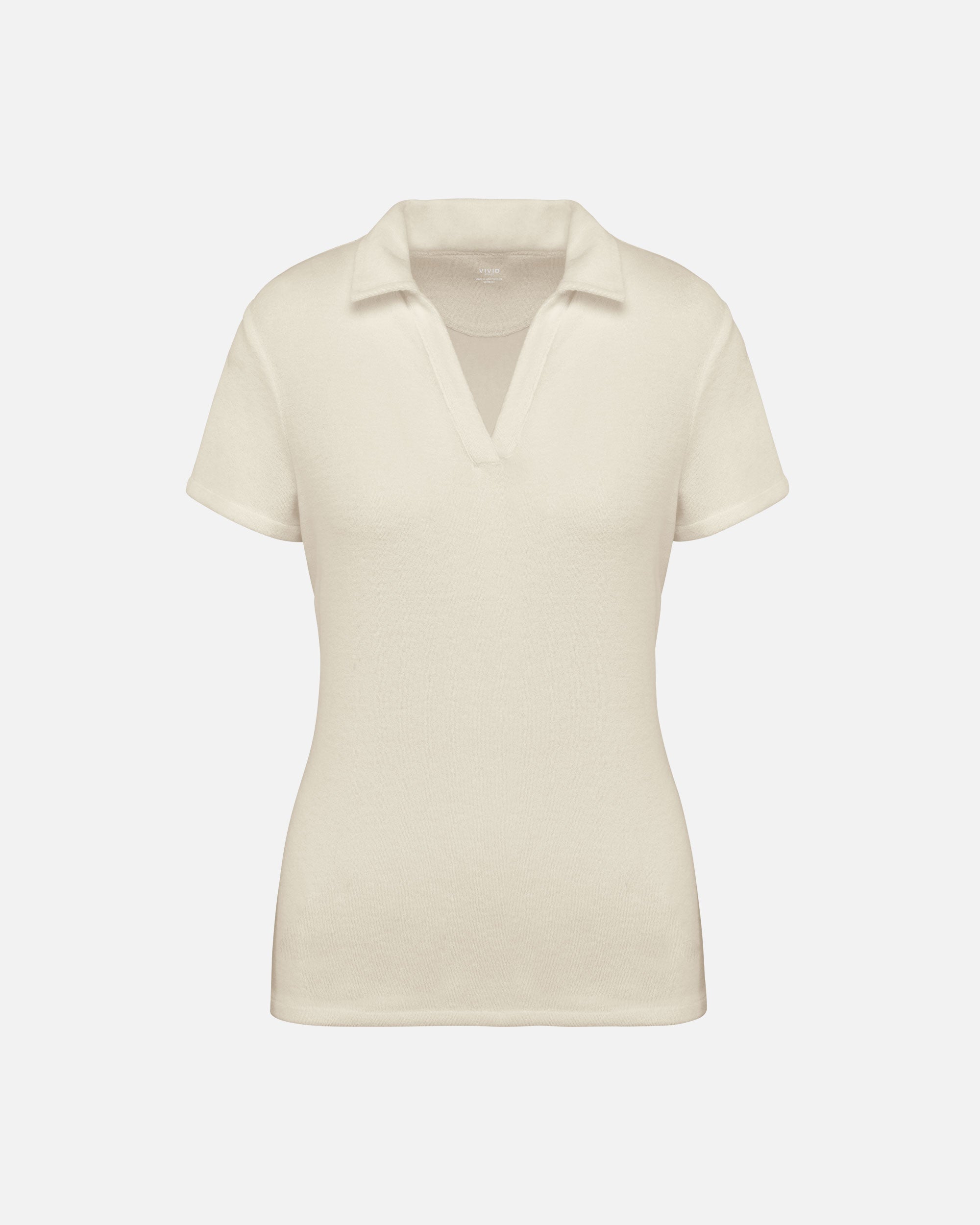 Damen Frottee Polo T-Shirt Ivory von VIVID