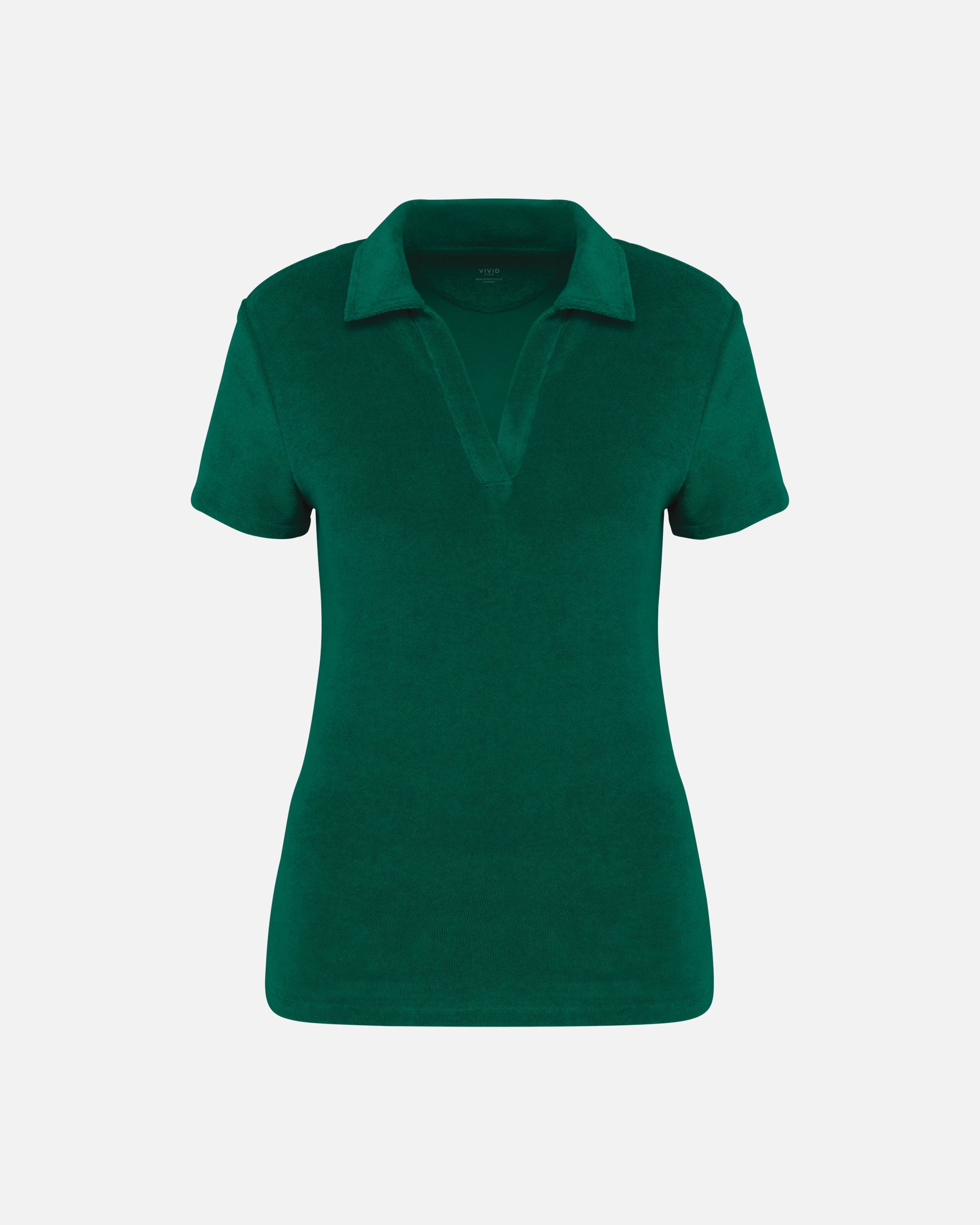 Damen Frottee Polo T-Shirt Malachite Green von VIVID