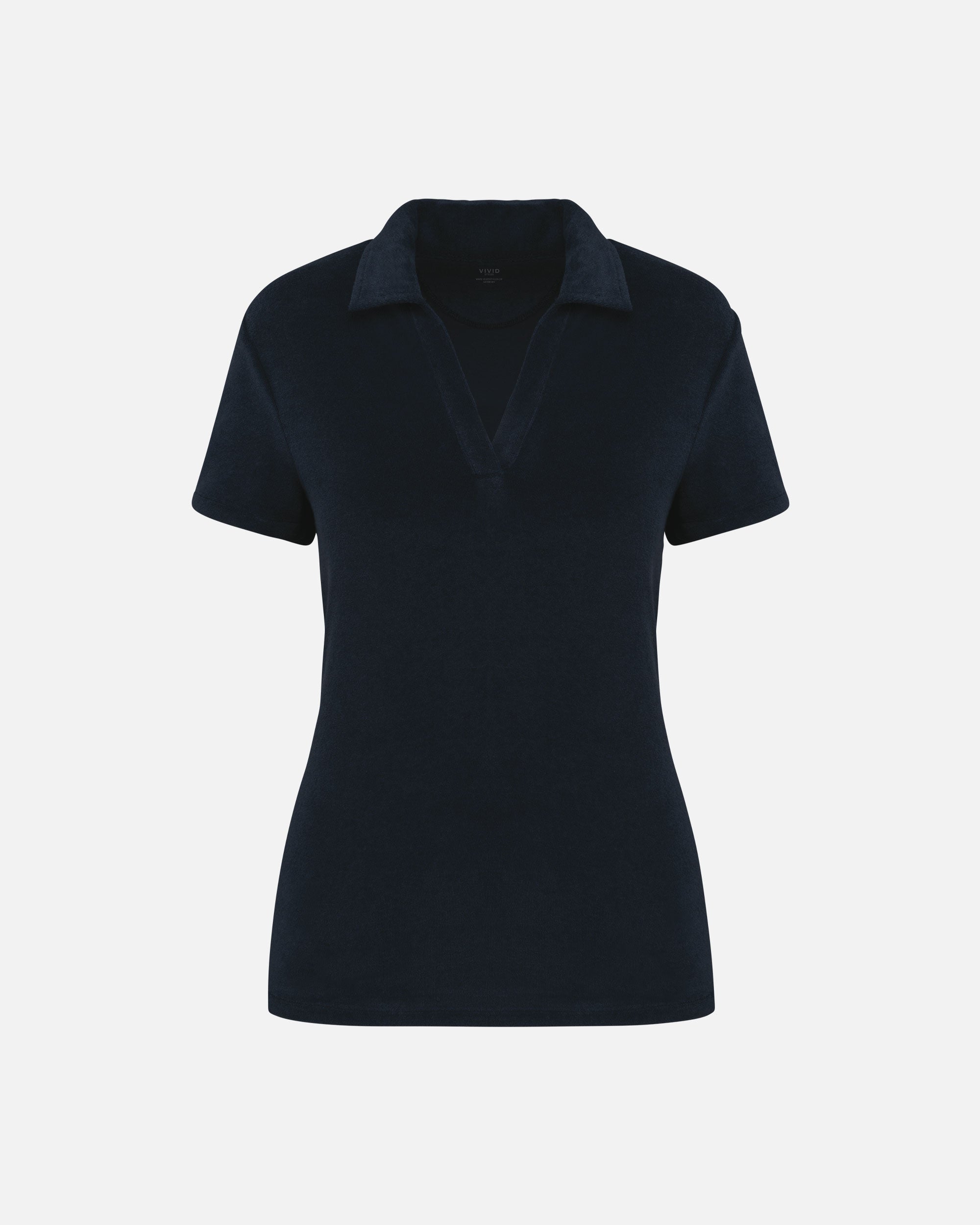 Damen Frottee Polo T-Shirt Navy Blue von VIVID
