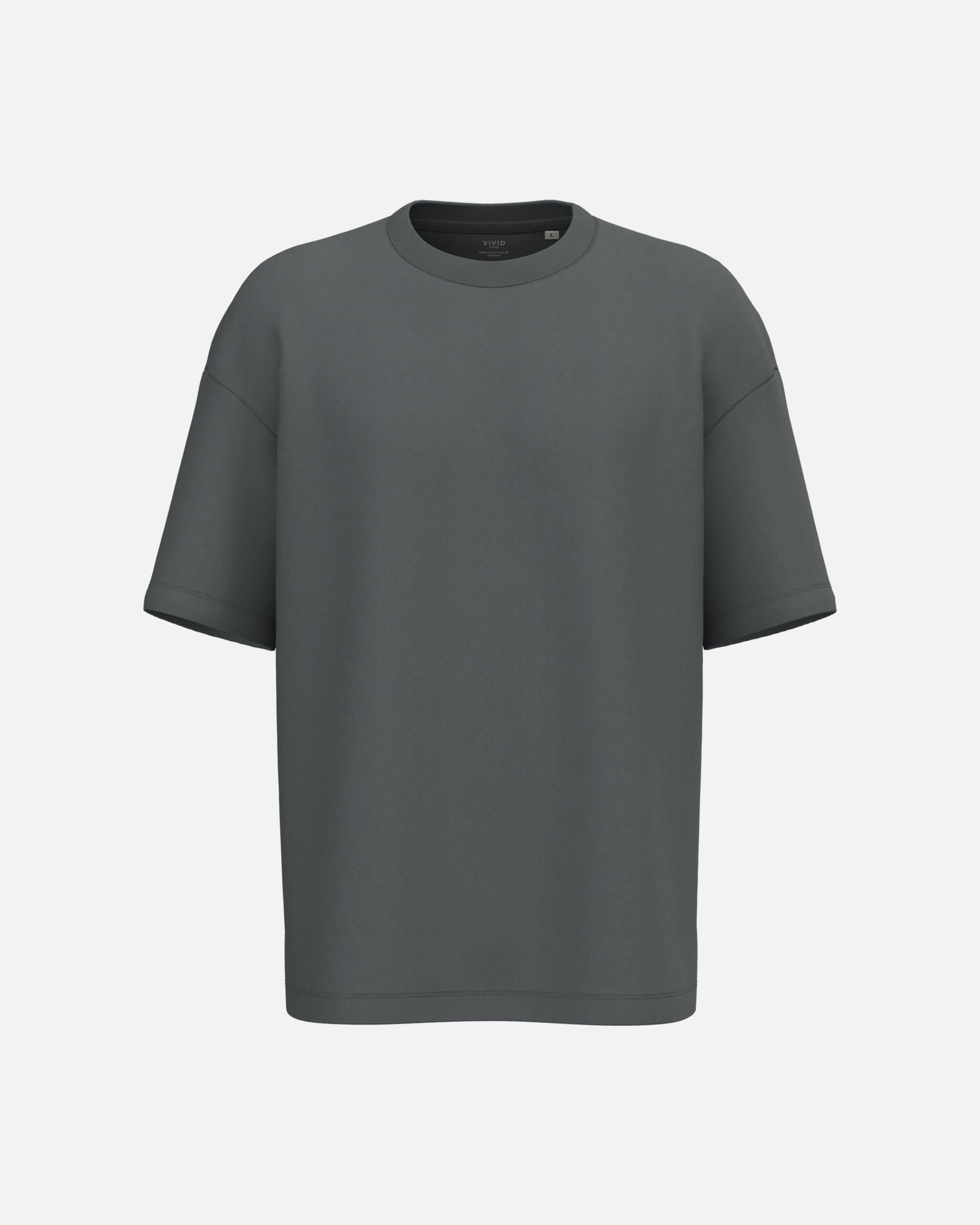 Übergroßes Unisex French Terry T-Shirt Charcoal von VIVID