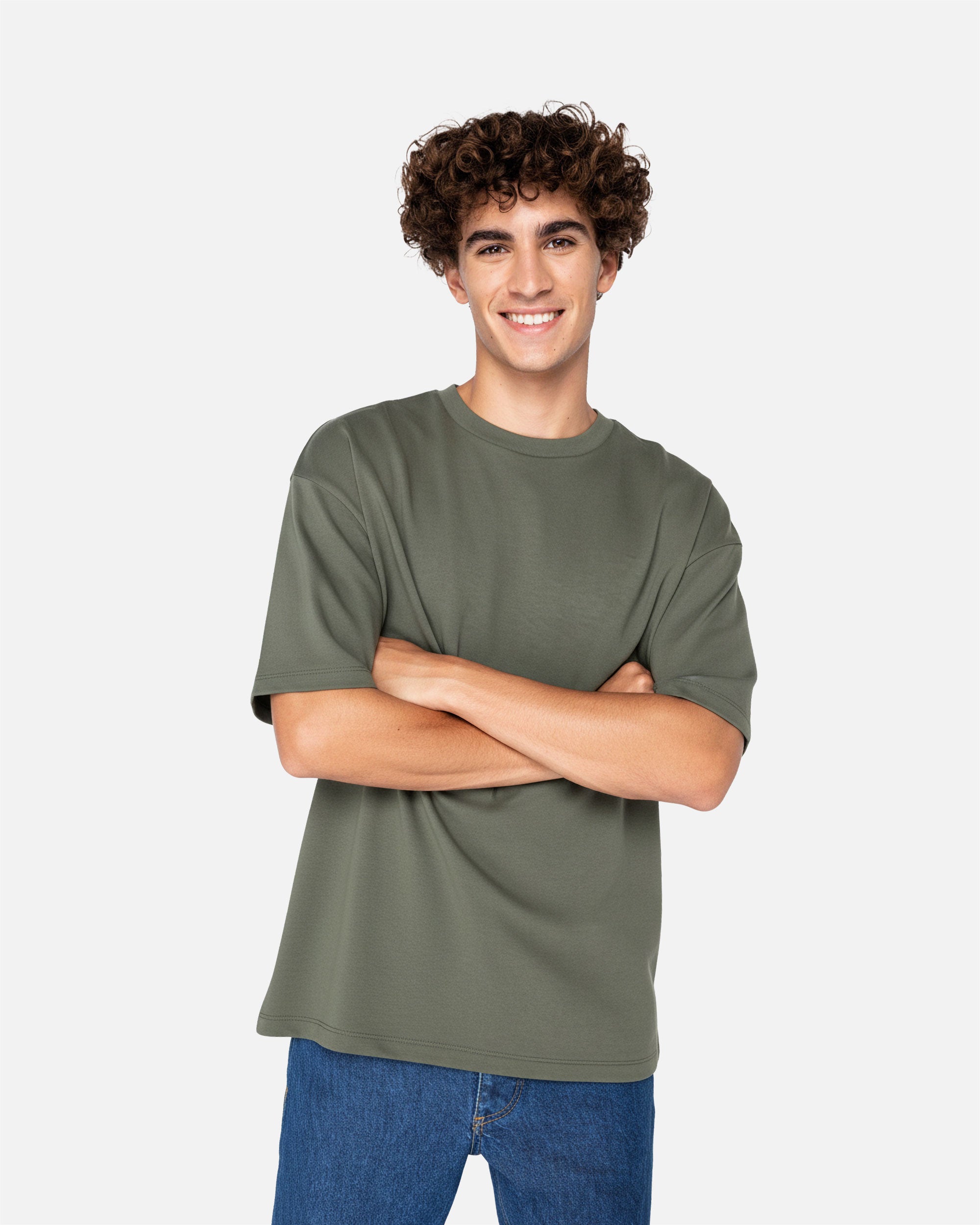 Übergroßes Unisex French Terry T-Shirt Khaki von VIVID