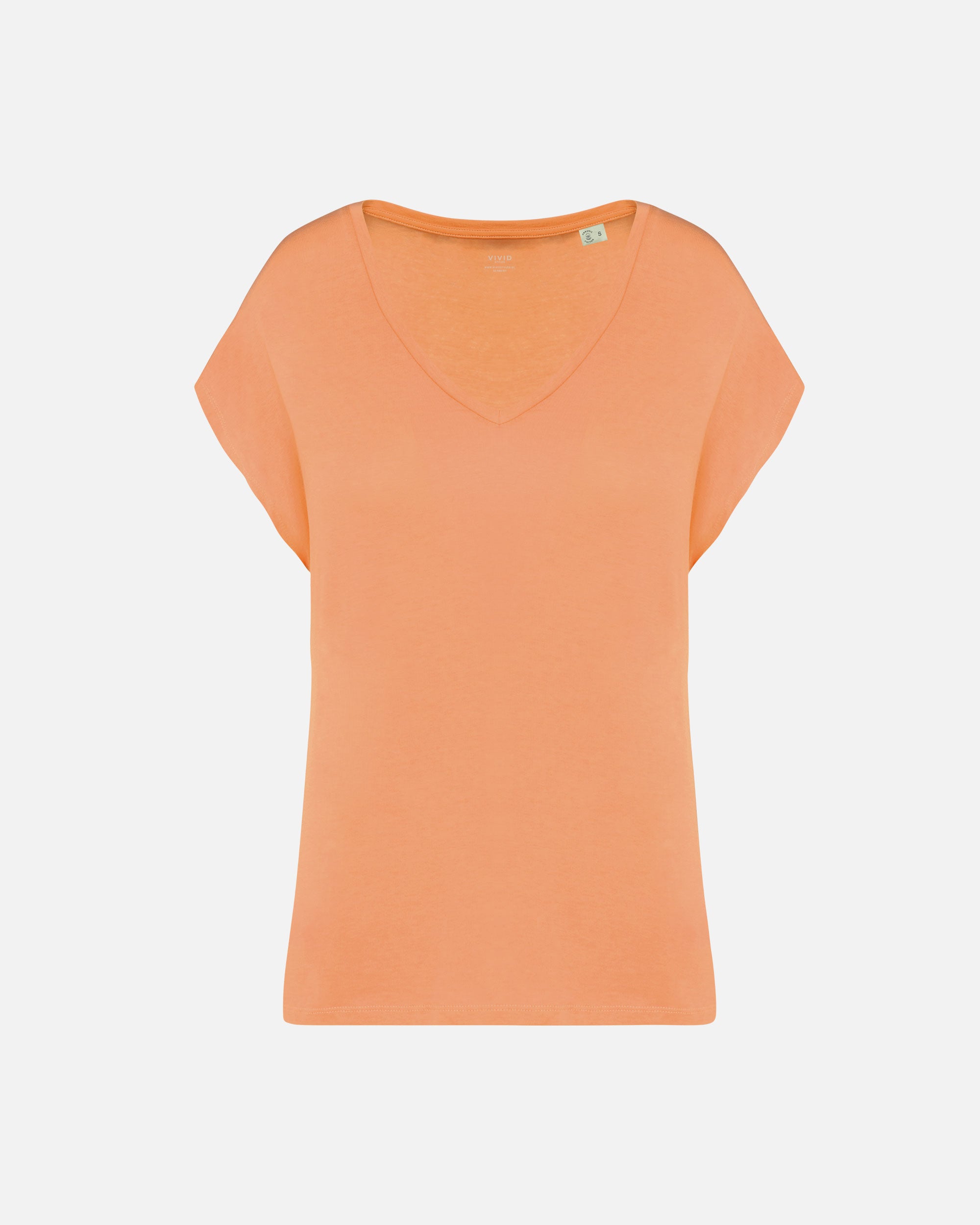 Lockeres Damen T-Shirt mit V-Ausschnitt Apricot von VIVID