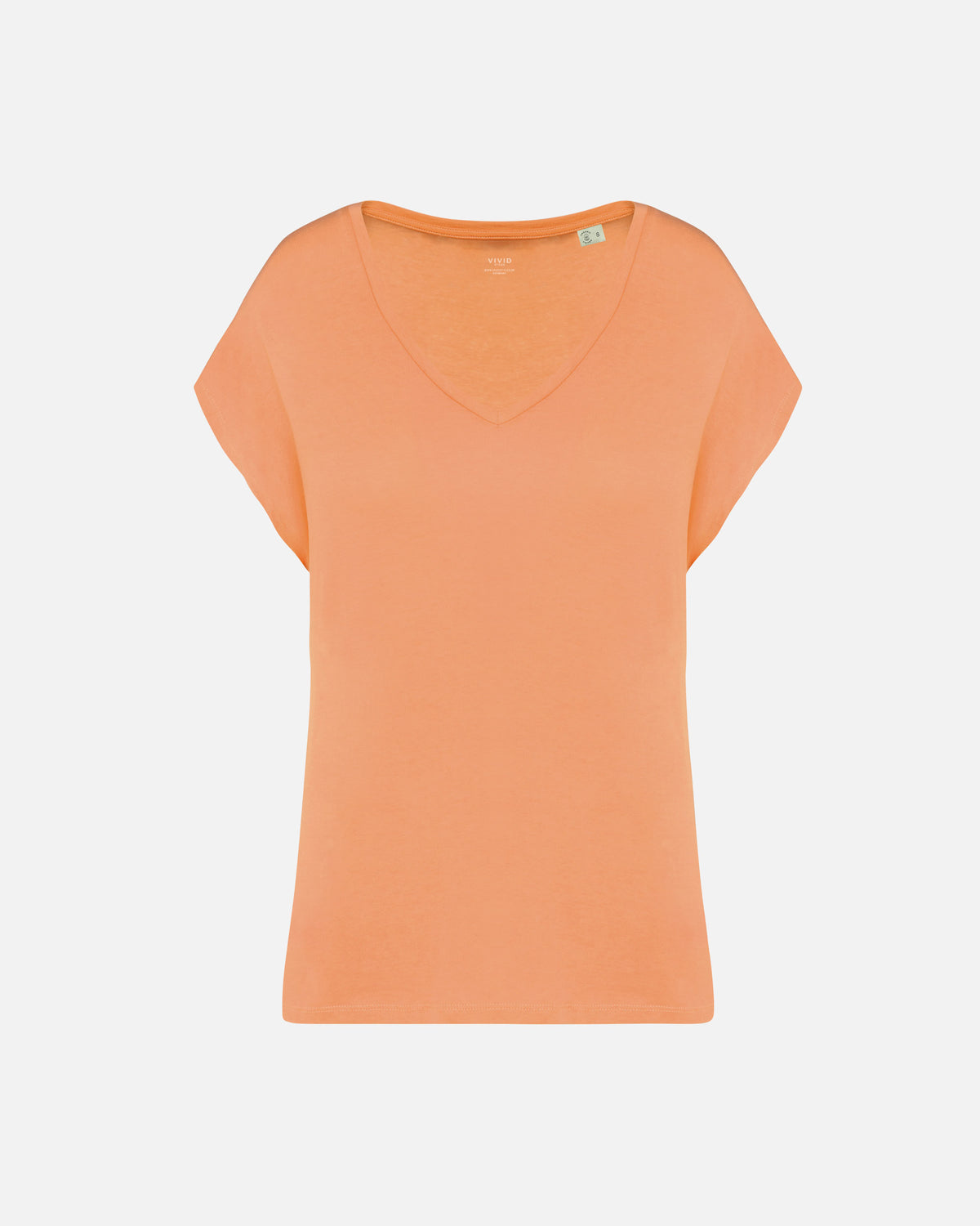 Lockeres Damen T-Shirt mit V-Ausschnitt Apricot von VIVID