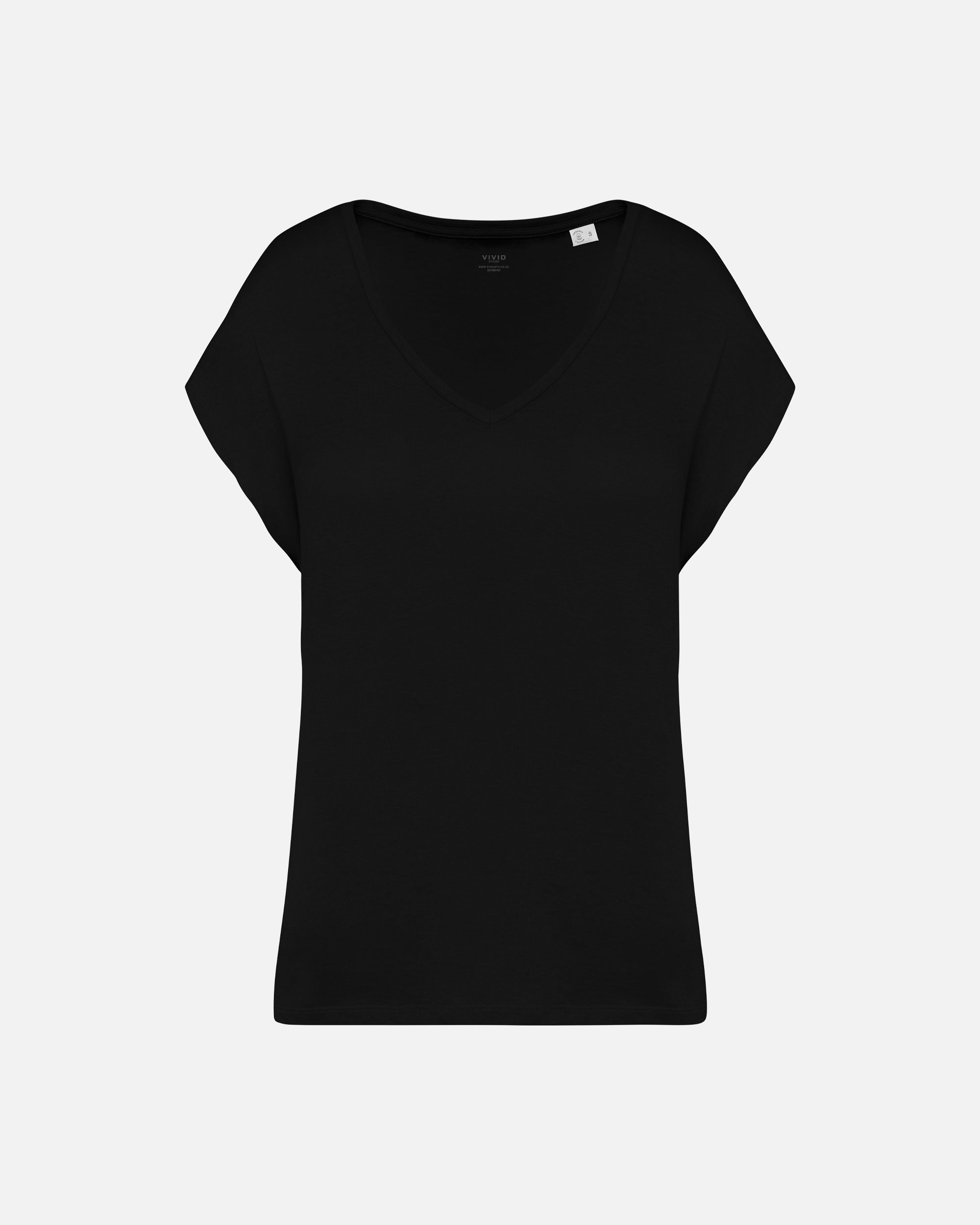 Lockeres Damen T-Shirt mit V-Ausschnitt Black von VIVID