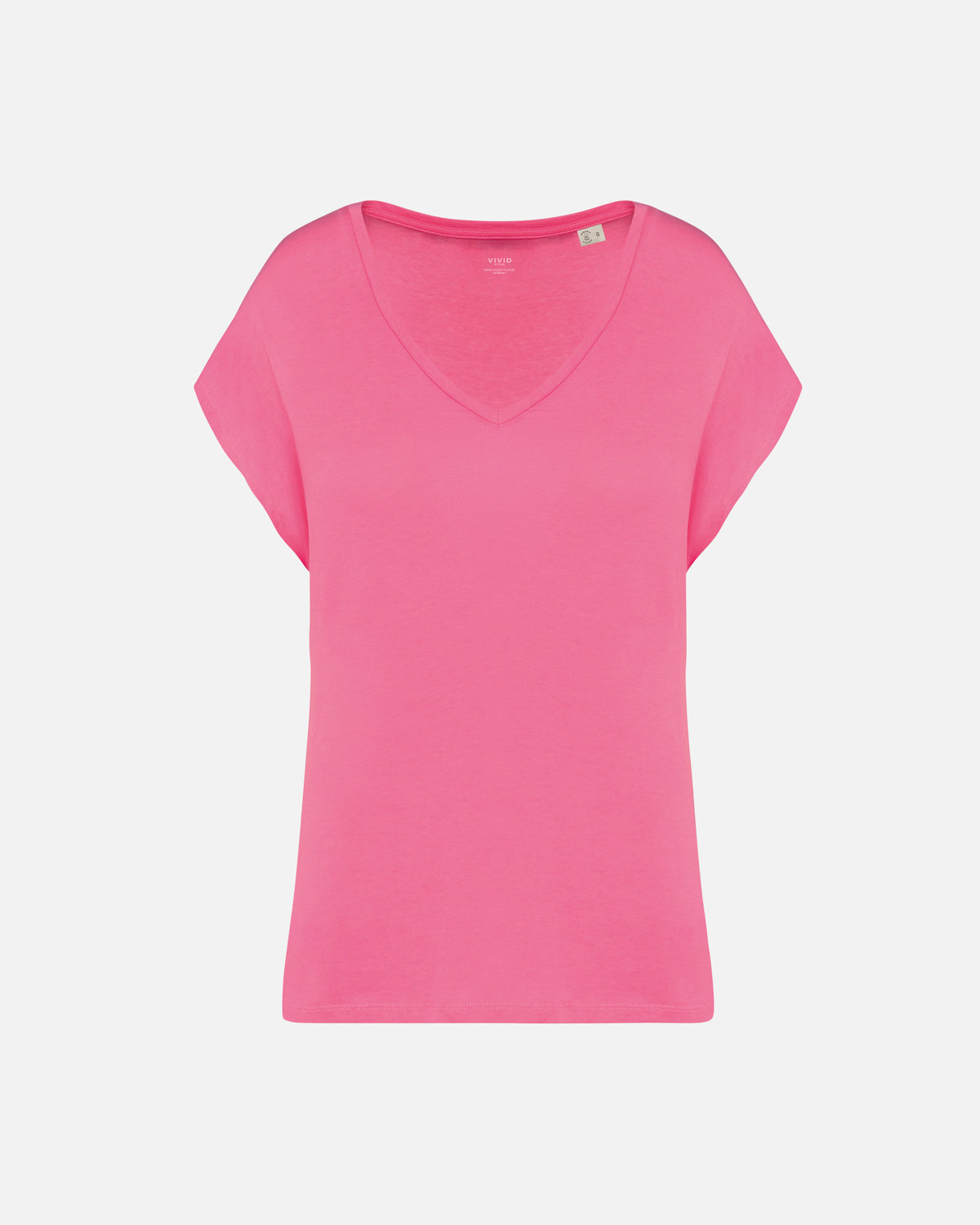 Lockeres Damen T-Shirt mit V-Ausschnitt Pink von VIVID