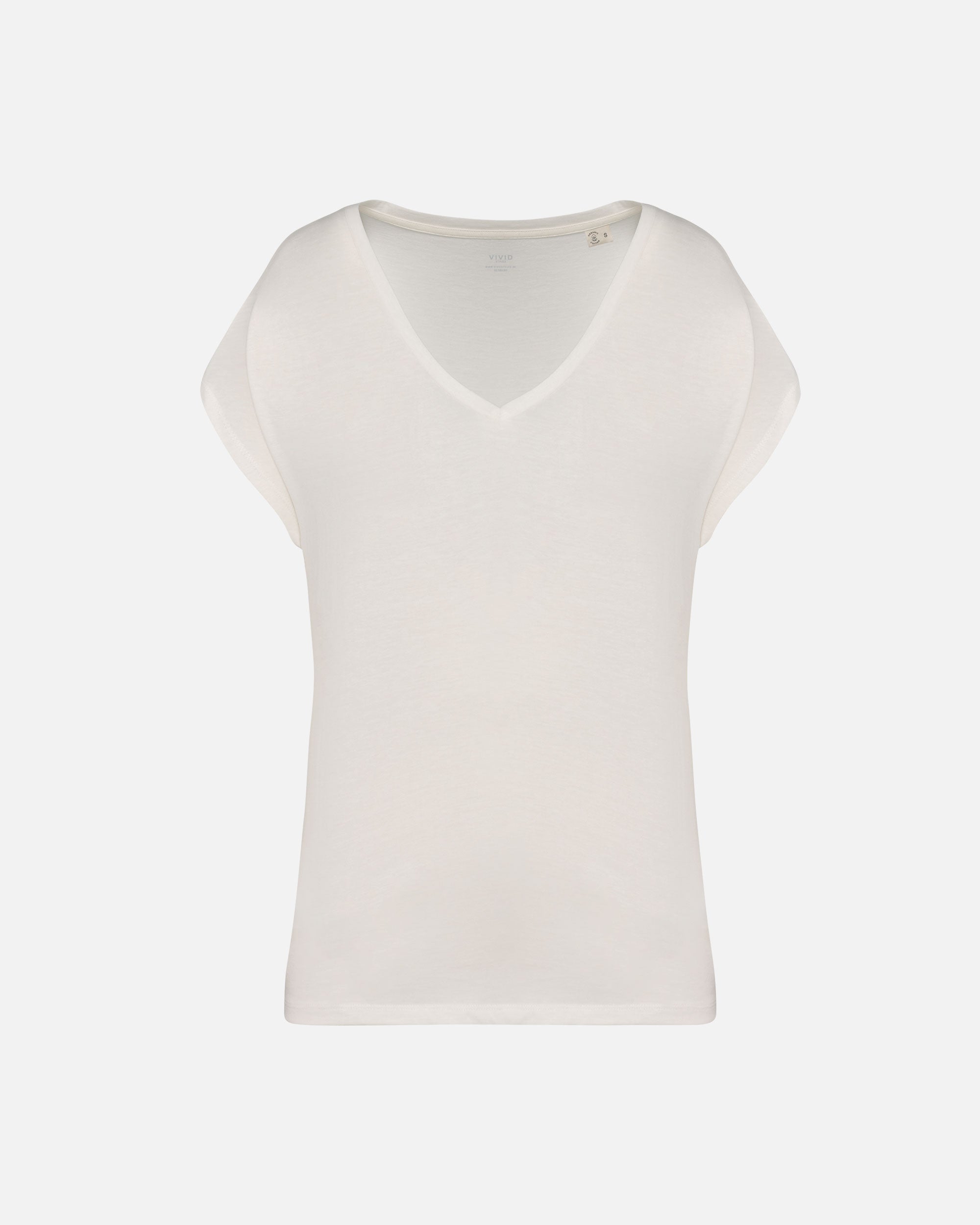 Lockeres Damen T-Shirt mit V-Ausschnitt Ivory von VIVID
