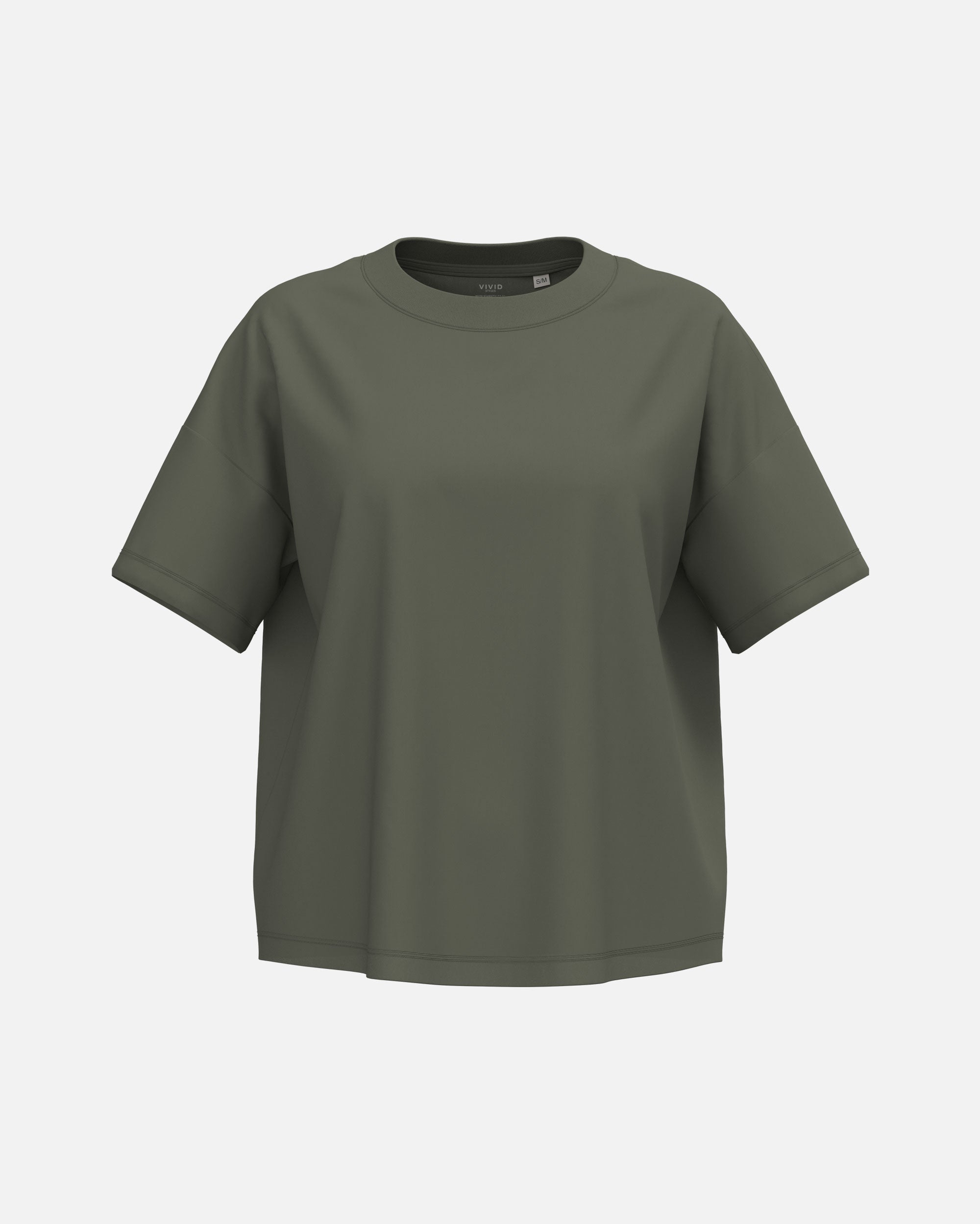 Klassisches Übergroßes Damen T-Shirt Khaki von VIVID