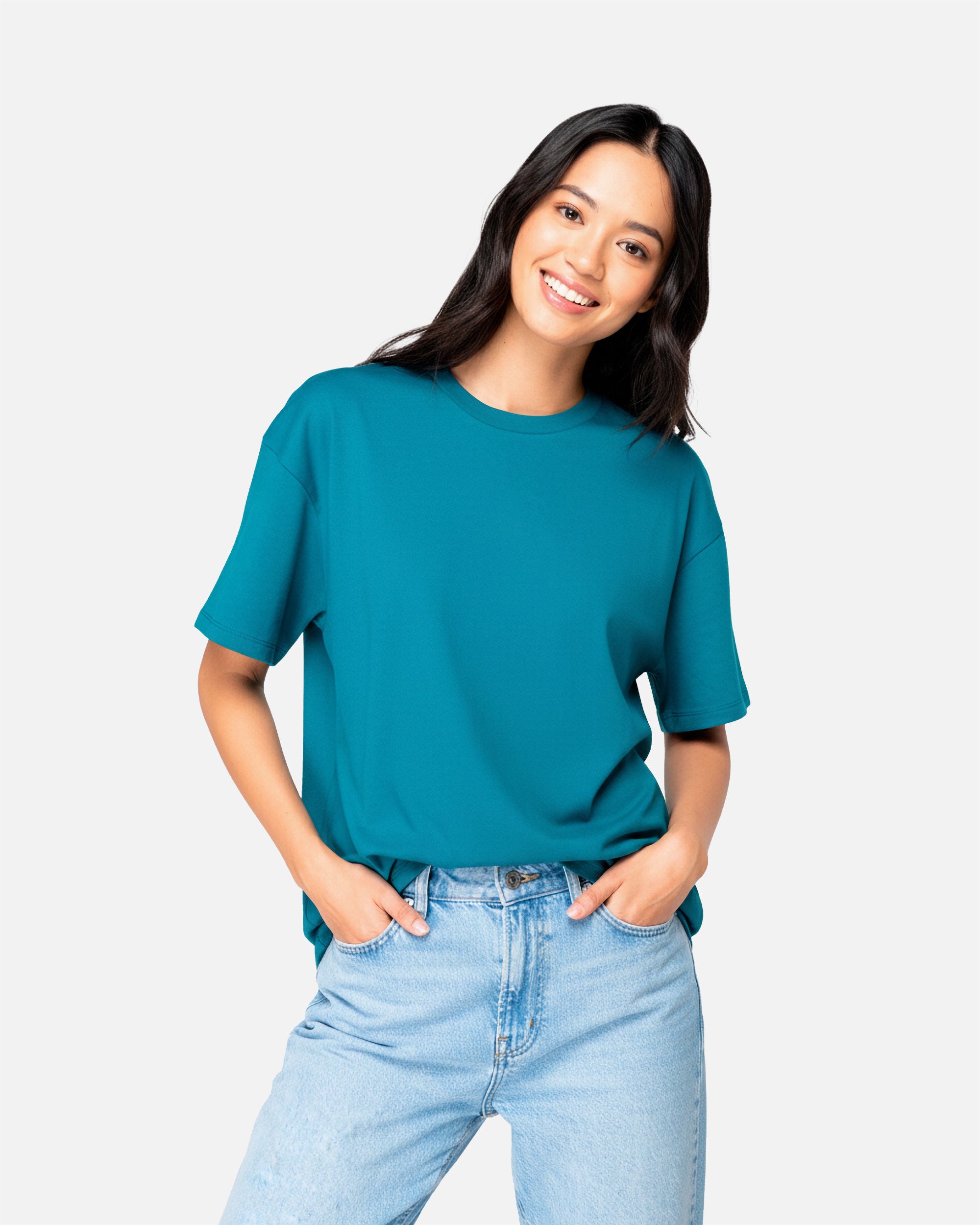 Unisex T-Shirt mit hängenden Schultern Peacock Green von VIVID