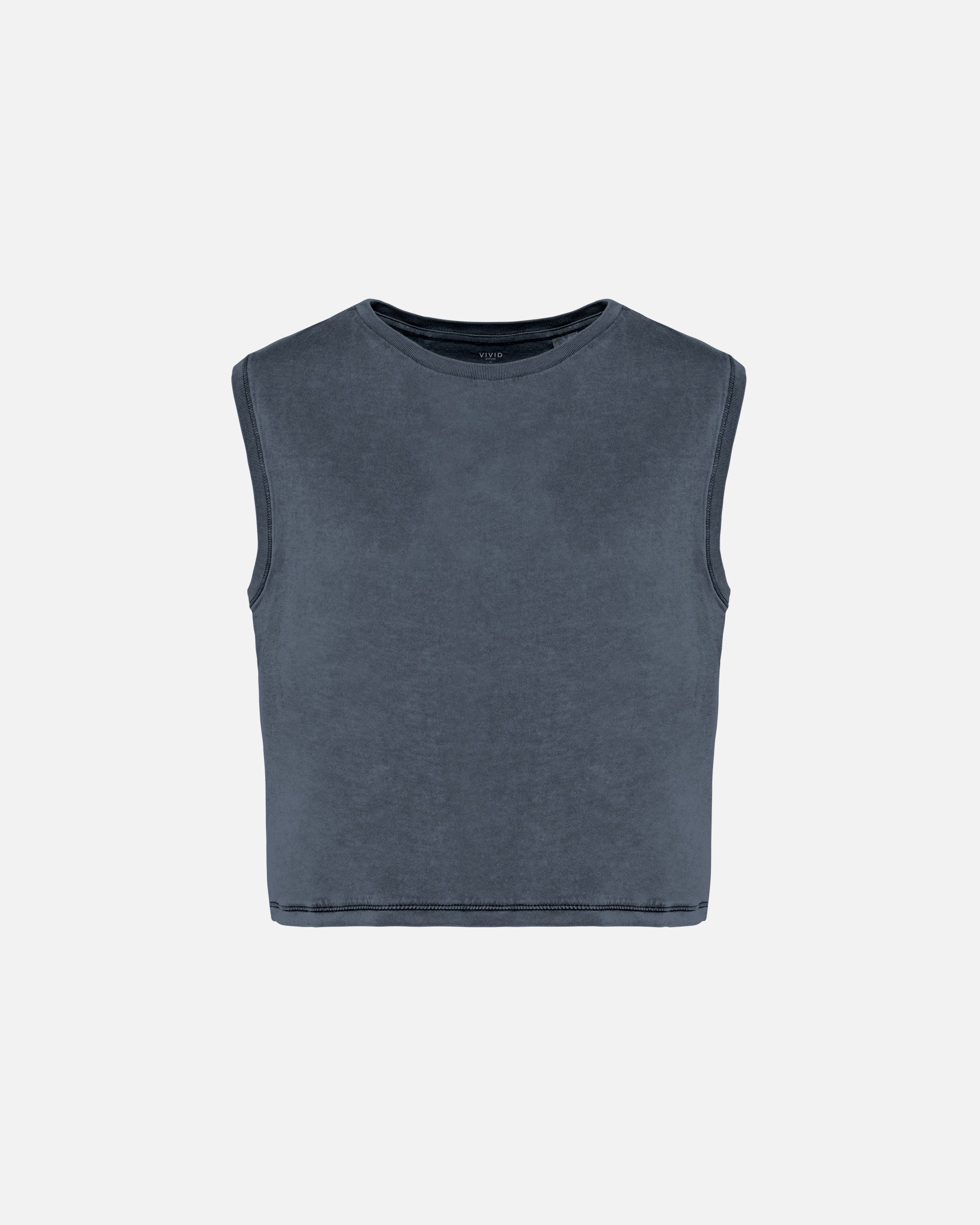Bauchfreies Damen Top Washed Mineral Grey von VIVID