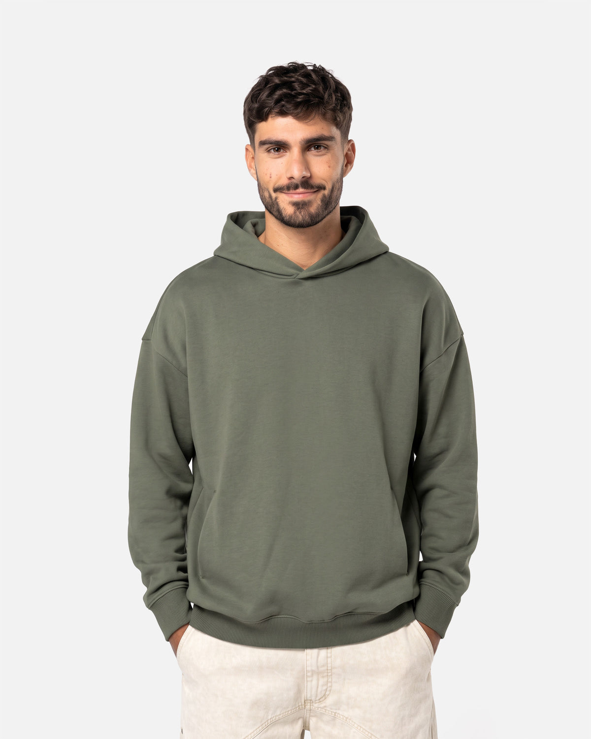 Übergroßes Unisex Kapuzensweatshirt Khaki von VIVID