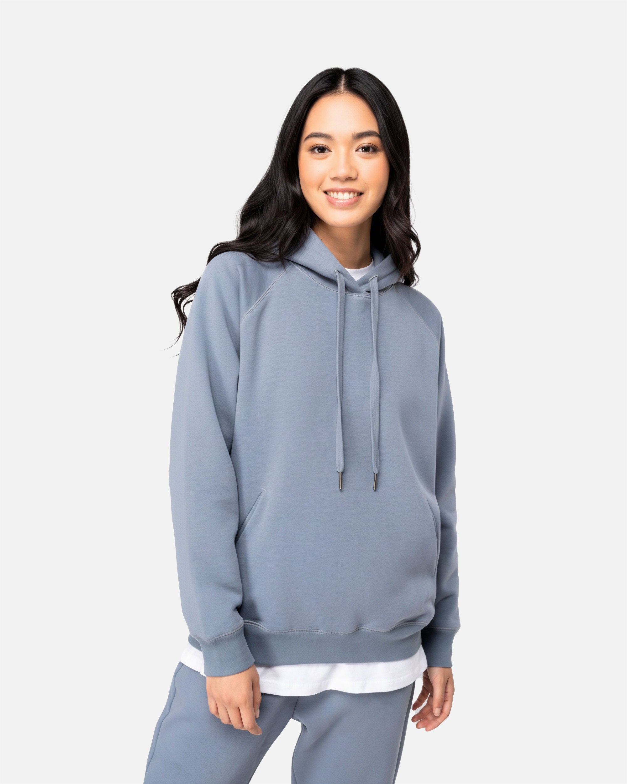 Damen Raglan Kapuzensweatshirt Mineral Grey von VIVID