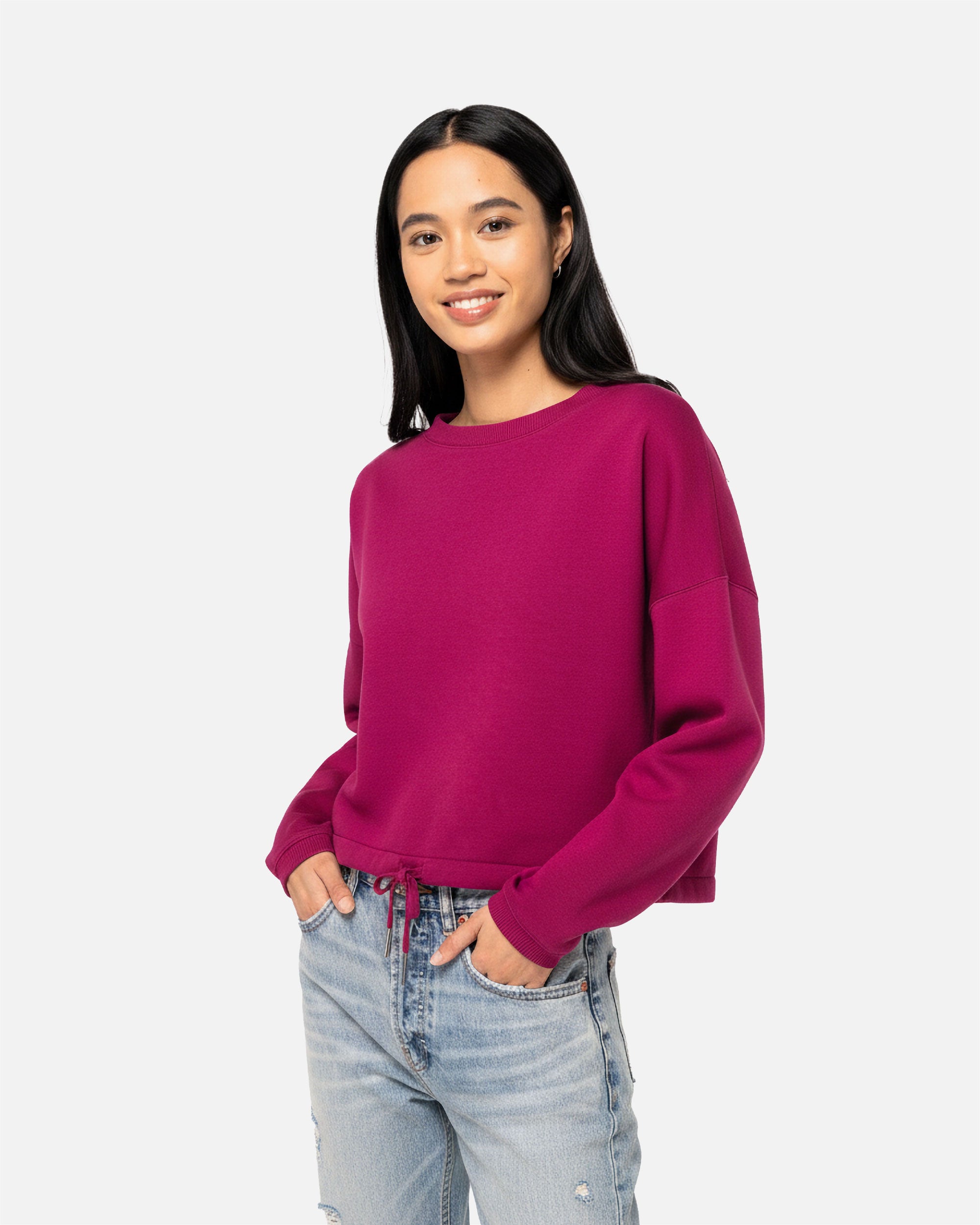 Verkürztes Übergroßes Damen Sweatshirt Cherry Purple von VIVID