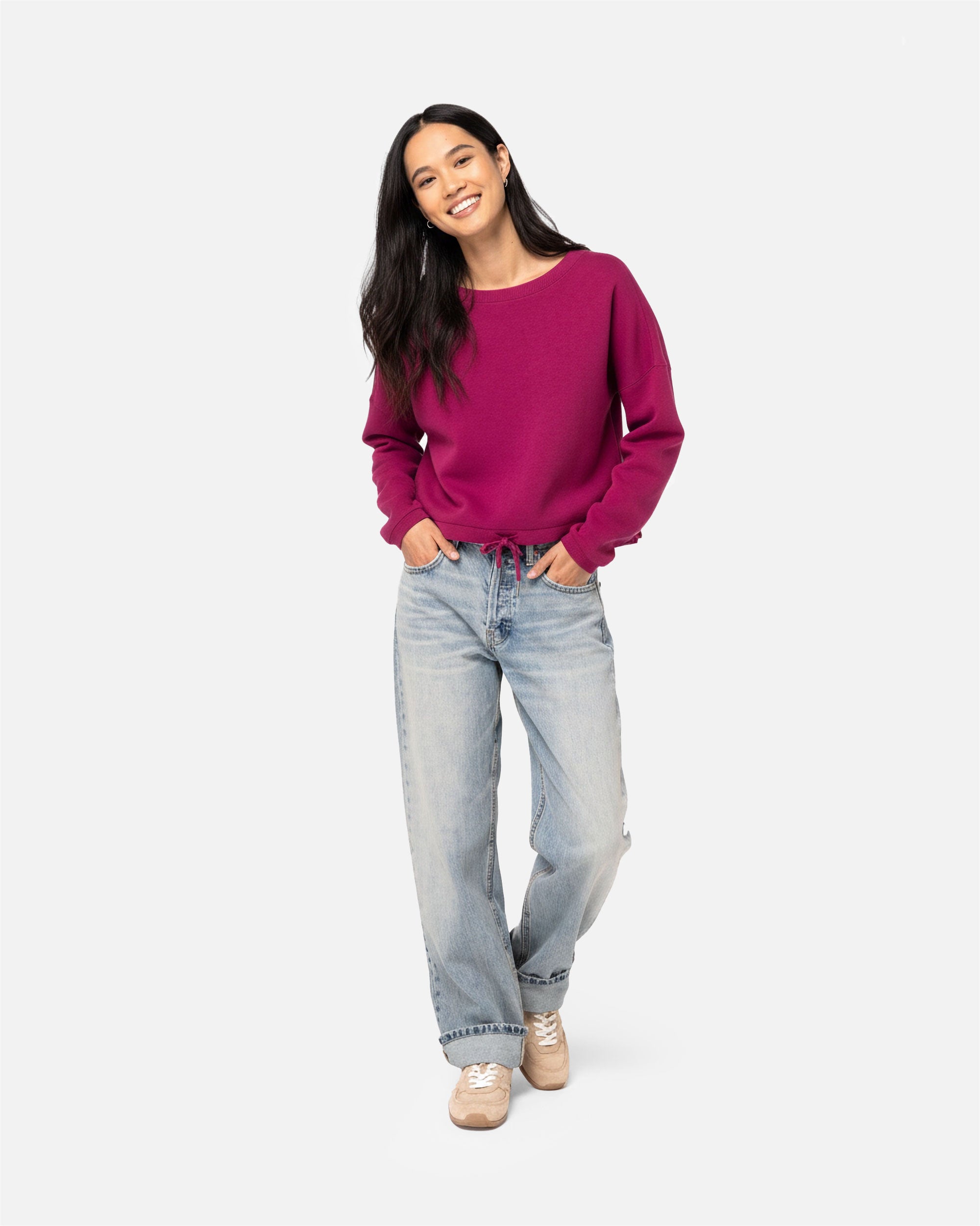 Verkürztes Übergroßes Damen Sweatshirt von VIVID