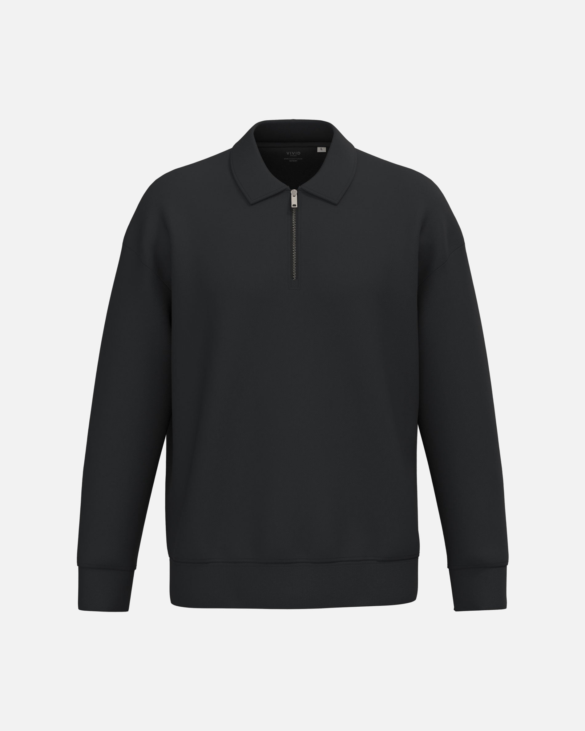 Unisex 1/4 Zip Sweatshirt mit Polokragen Black von VIVID