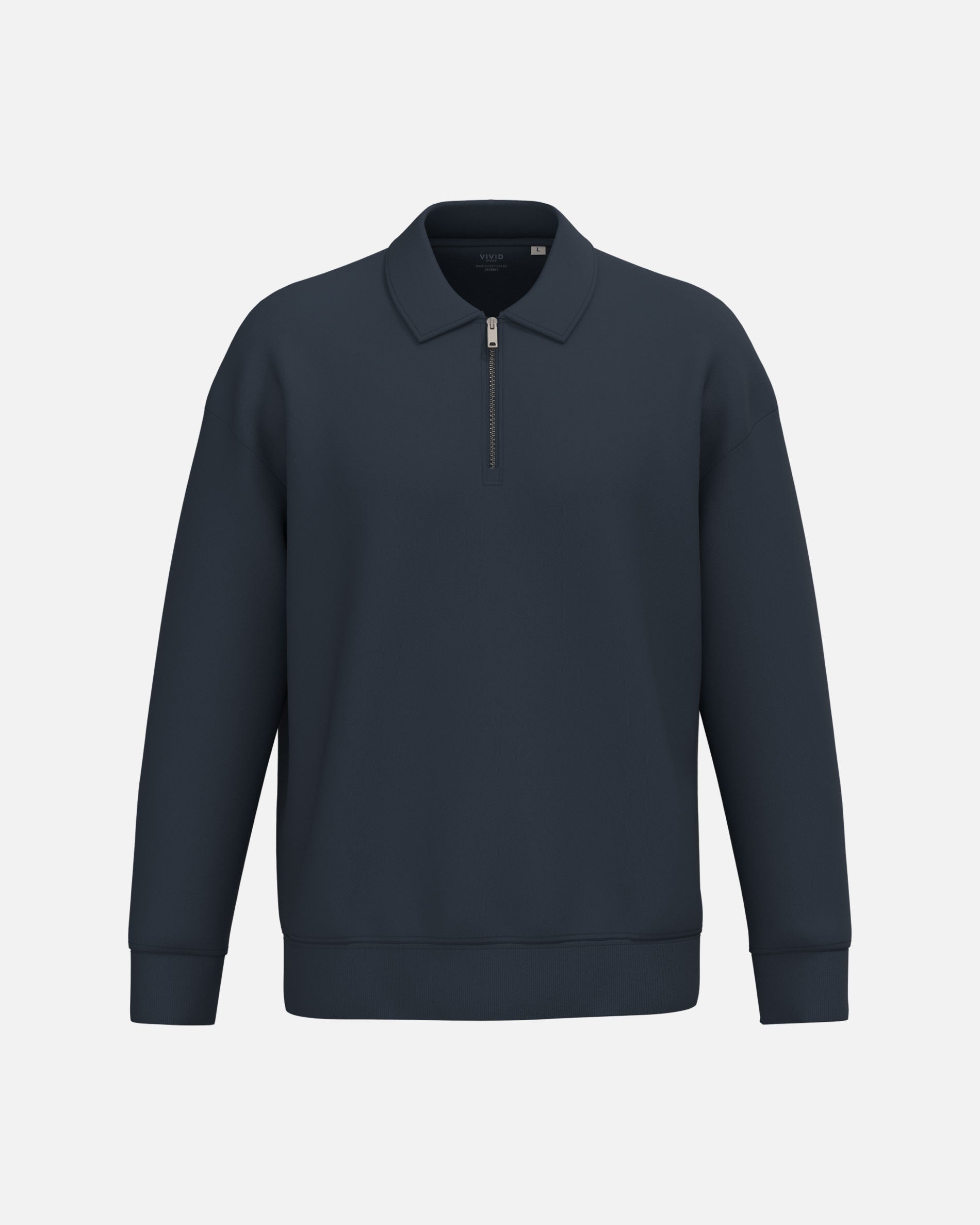Unisex 1/4 Zip Sweatshirt mit Polokragen Navy Blue von VIVID