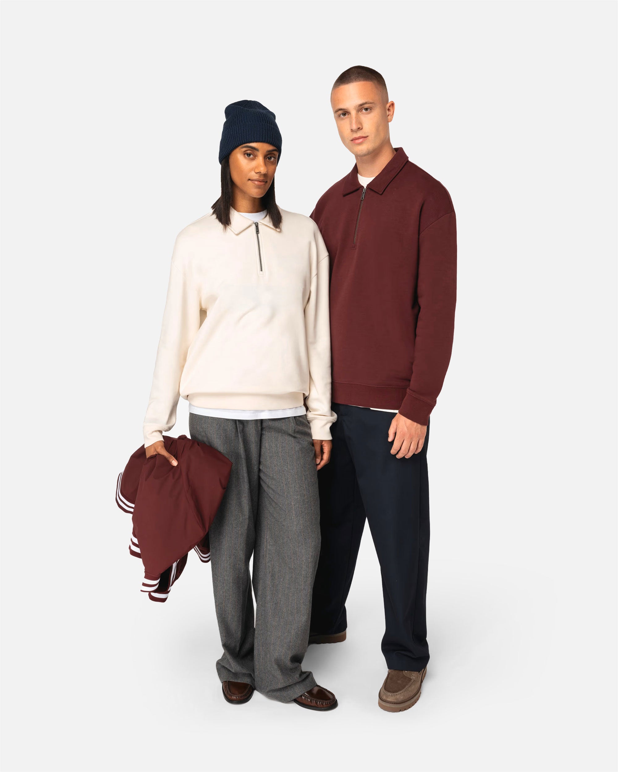 Unisex 1/4 Zip Sweatshirt mit Polokragen von VIVID