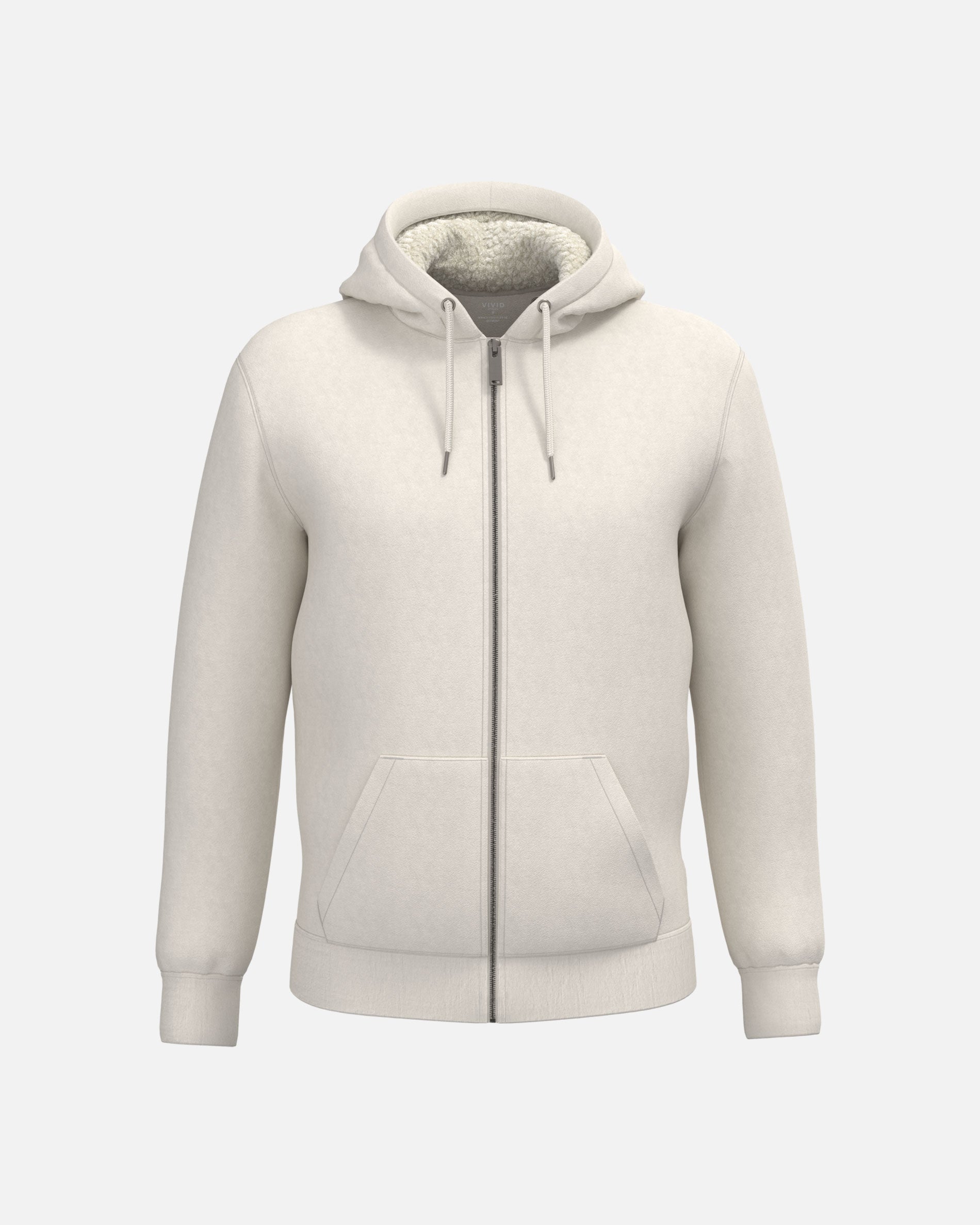 Schweres Unisex Zip Sweatshirt mit Sherpafutter Ivory von VIVID