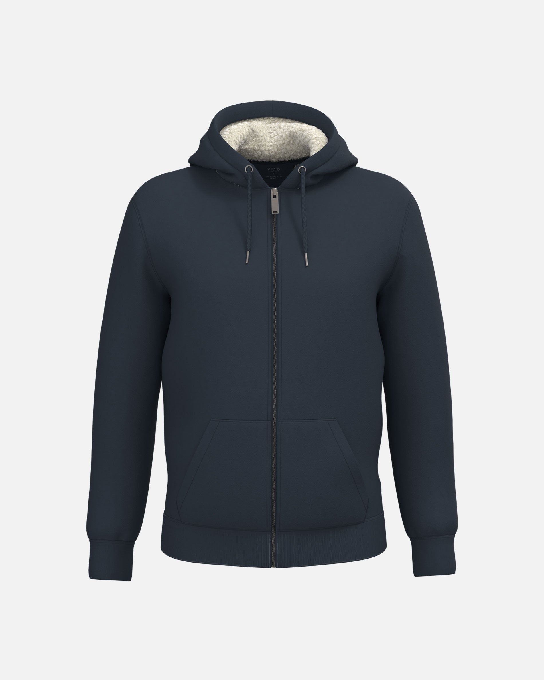 Schweres Unisex Zip Sweatshirt mit Sherpafutter Navy Blue von VIVID