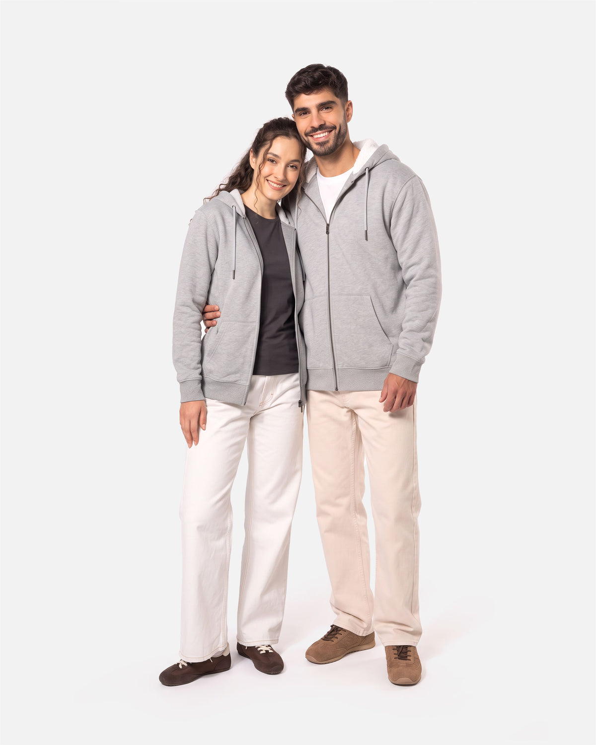 Schweres Unisex Zip Sweatshirt mit Sherpafutter von VIVID