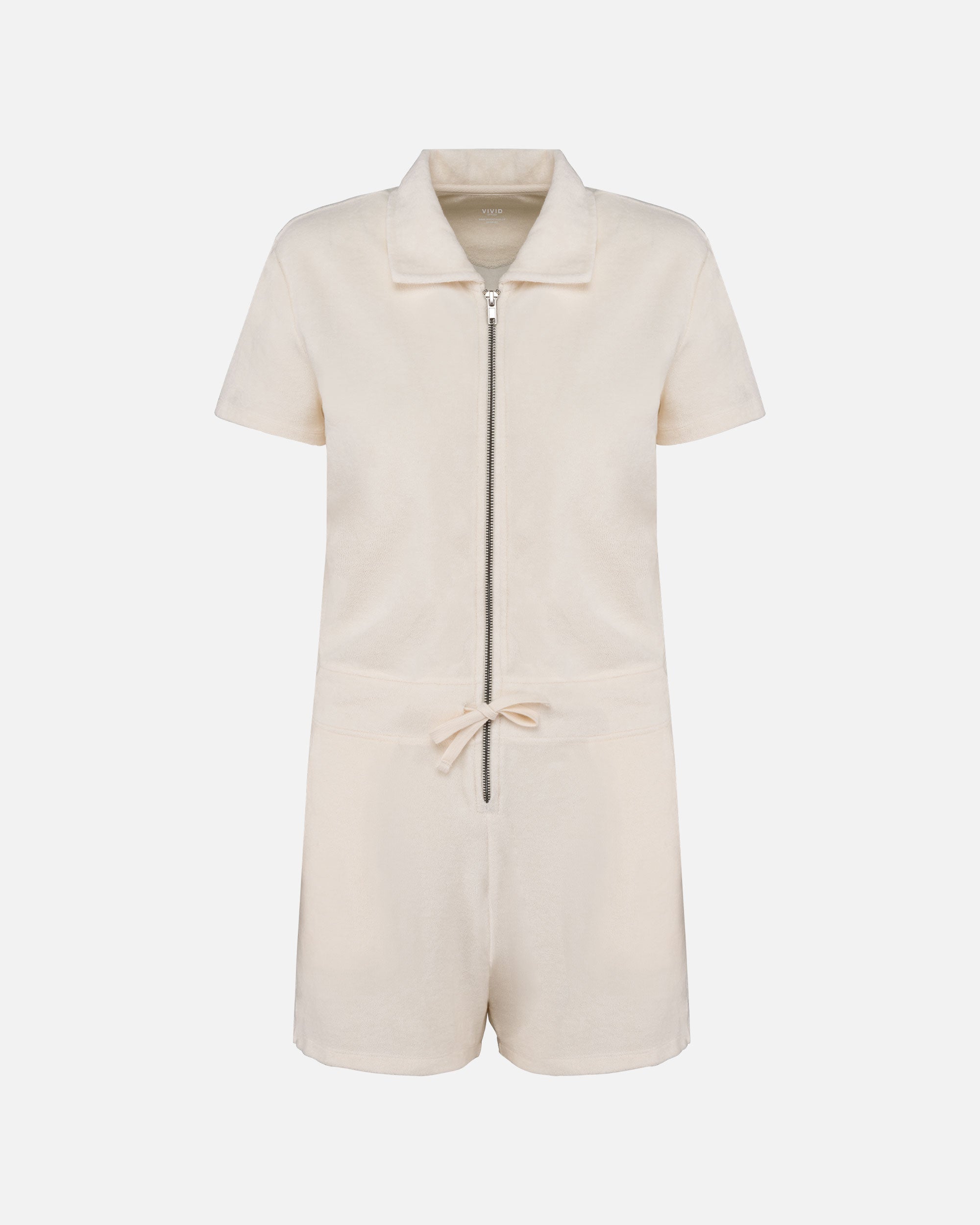 Damen Frottee Short-Jumpsuit Ivory von VIVID