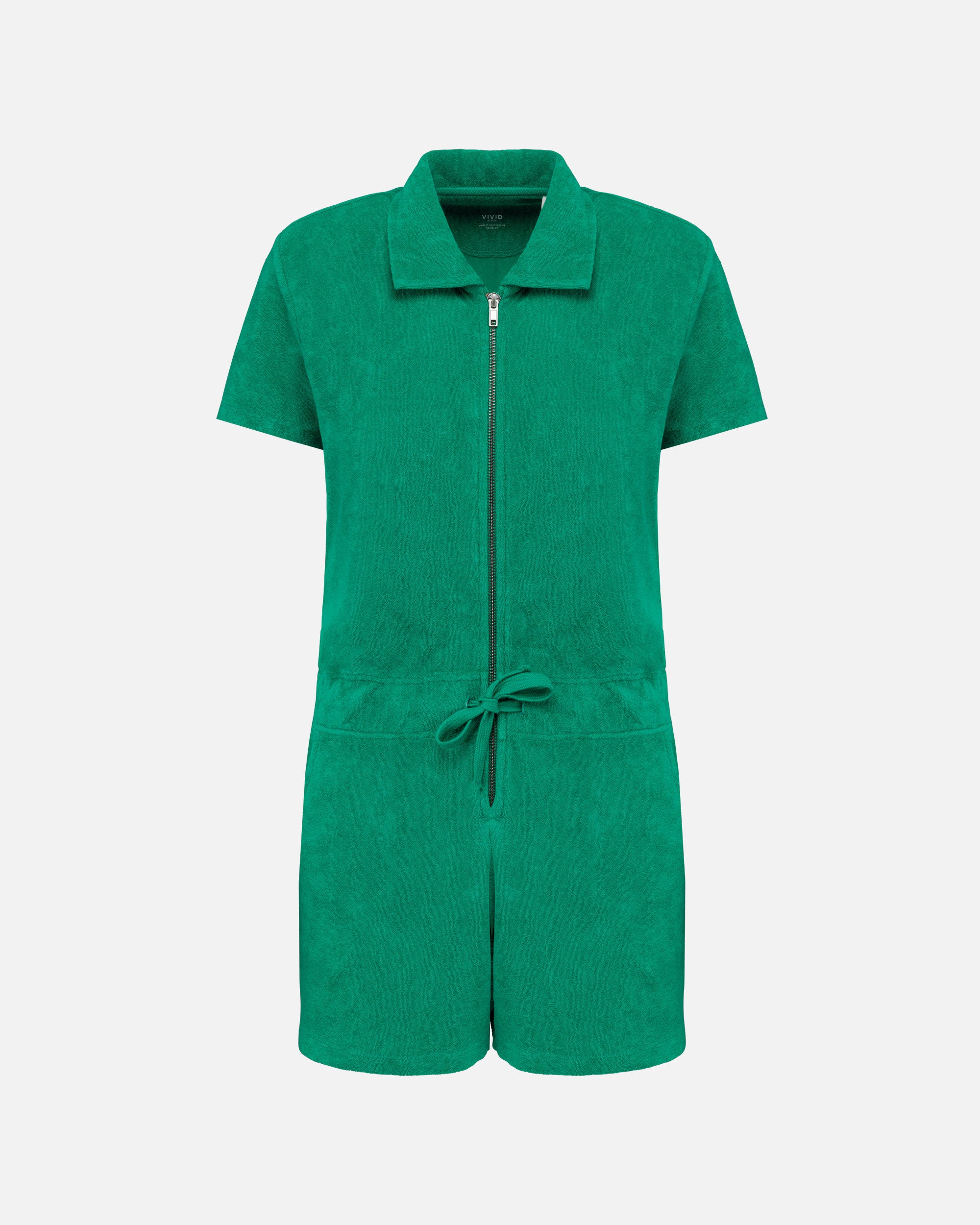 Damen Frottee Short-Jumpsuit Malachite Green von VIVID