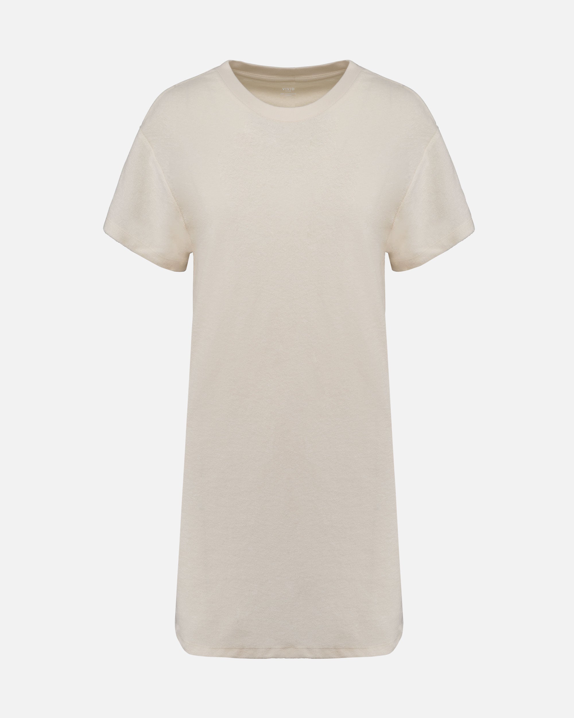Damen Frottee Kleid überschnittener Schulterpartie Ivory von VIVID