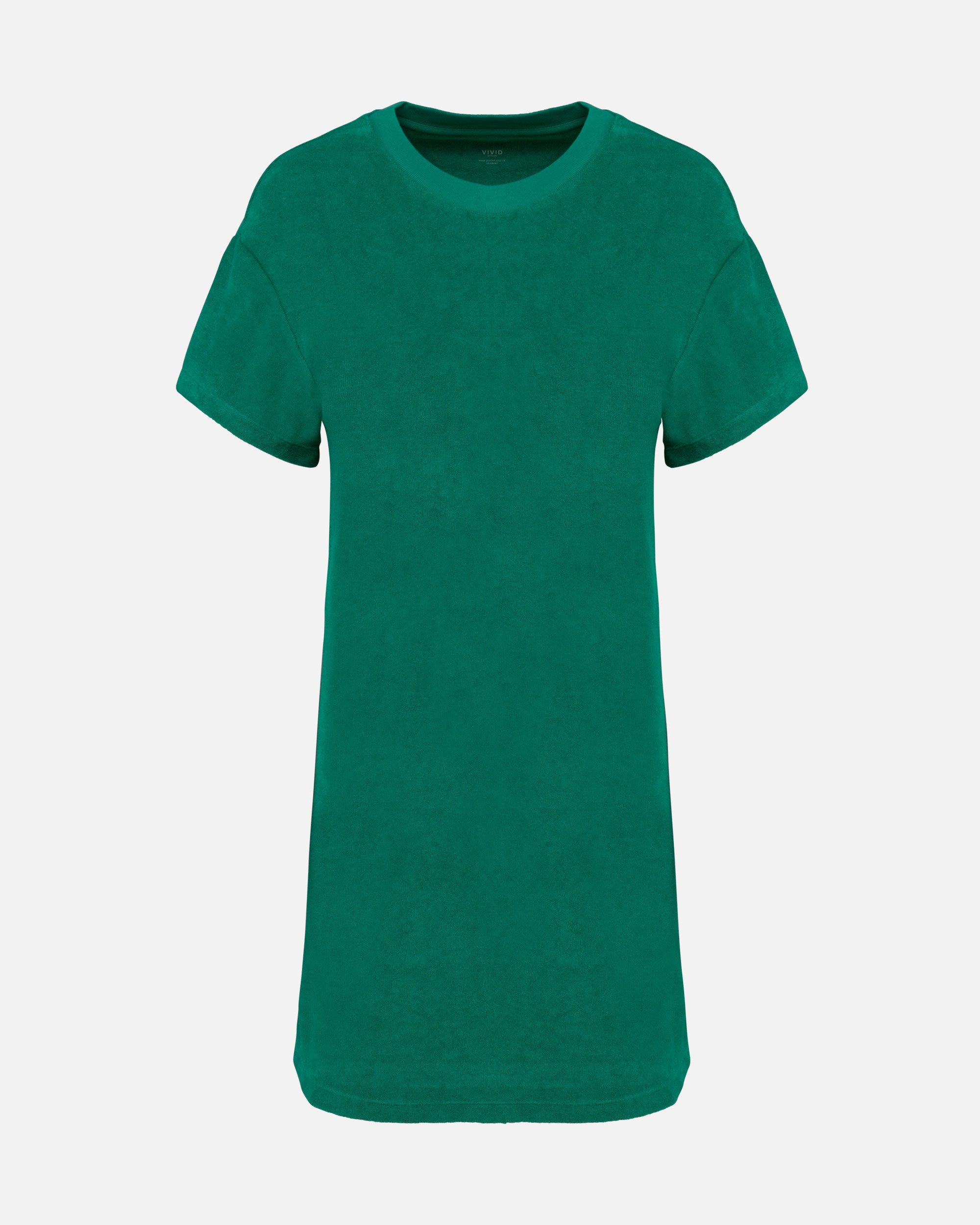 Damen Frottee Kleid überschnittener Schulterpartie Malachite Green von VIVID