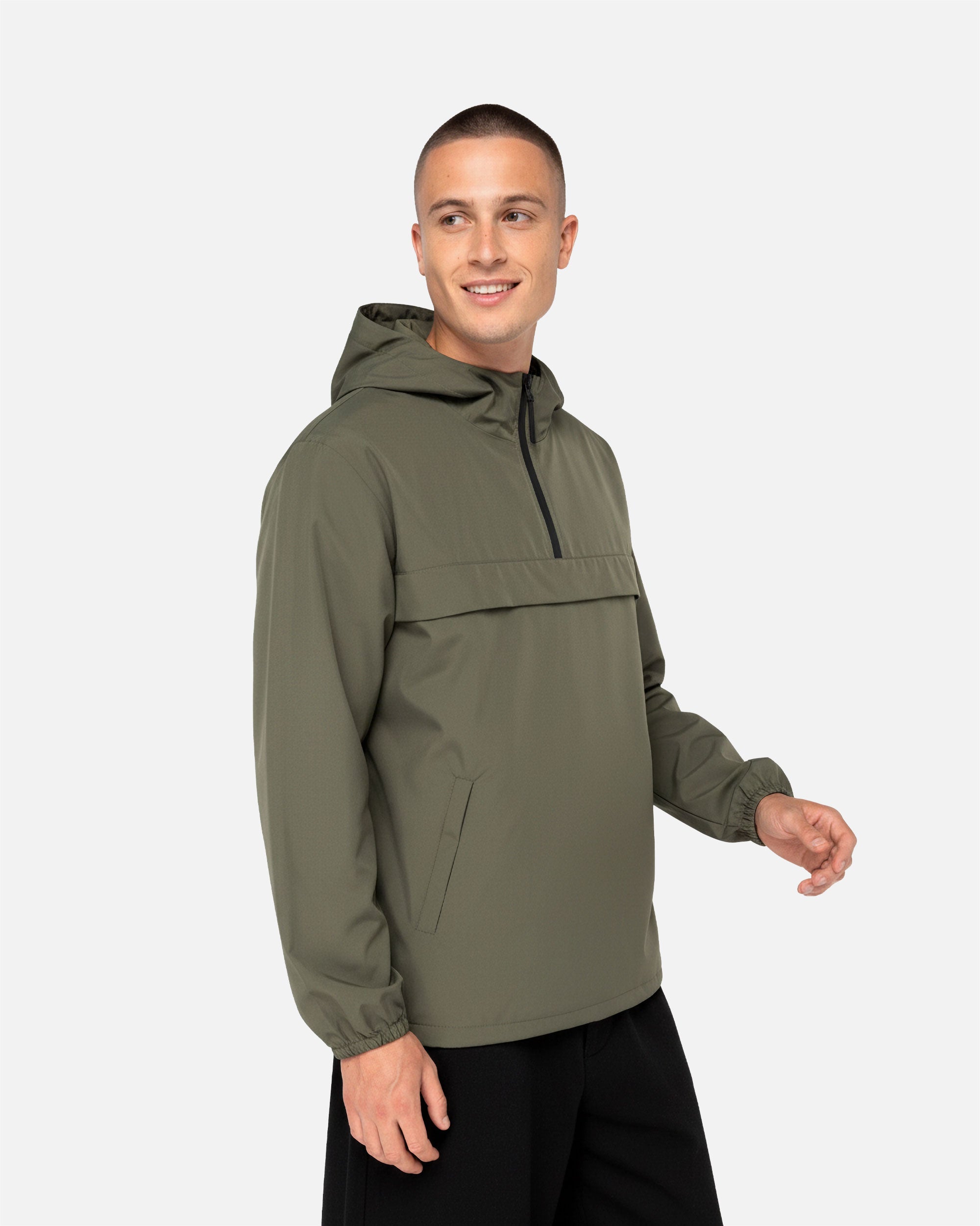 Wasserdichte Unisex Windjacke mit Kapuze Khaki von VIVID