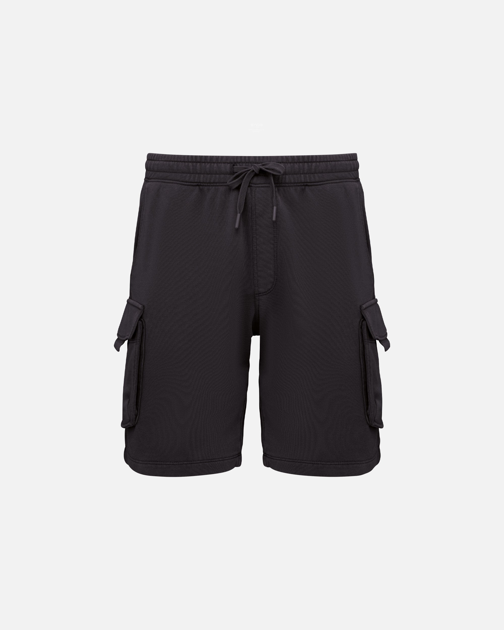 Herren French Terry Cargo Shorts Washed Black von VIVID
