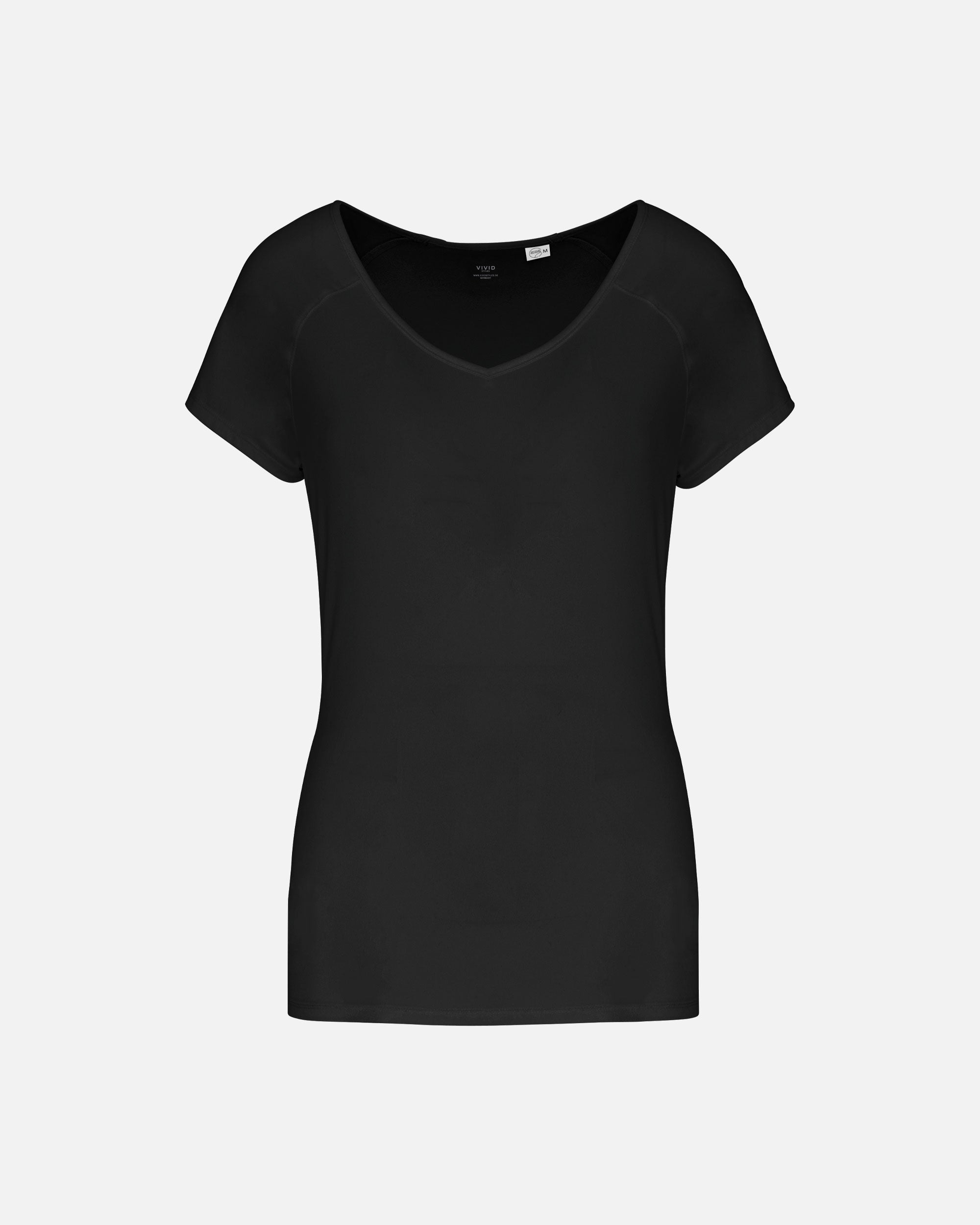 Damen Sport T-Shirt mit V-Neck Auschnitt Black von VIVID