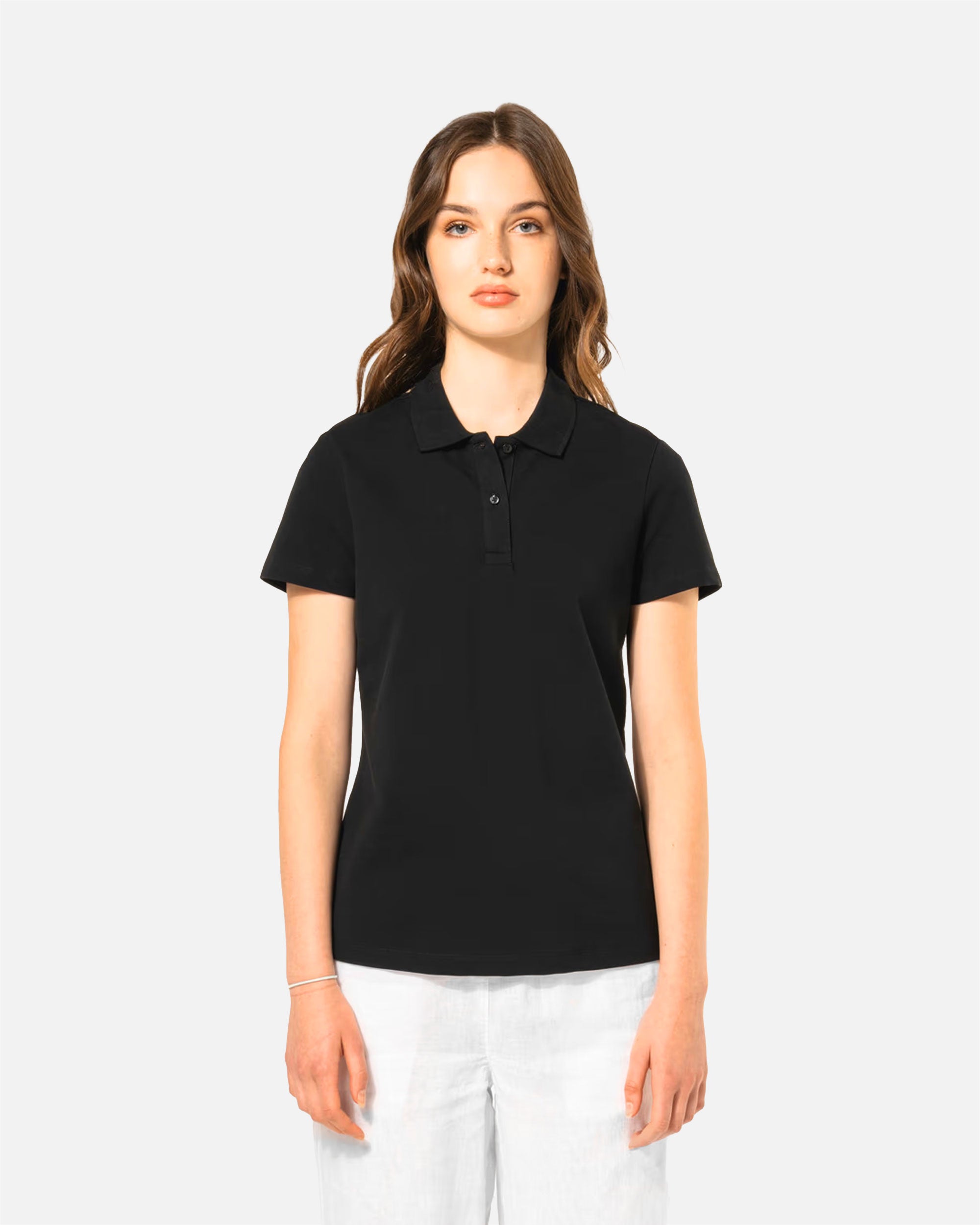 Damen Supima Piqué Polo T-Shirt Black von VIVID