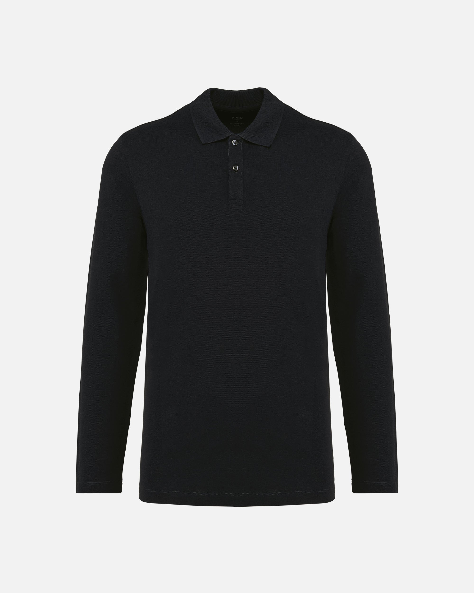 Herren Supima Piqué Polo Langarmshirt Black von VIVID