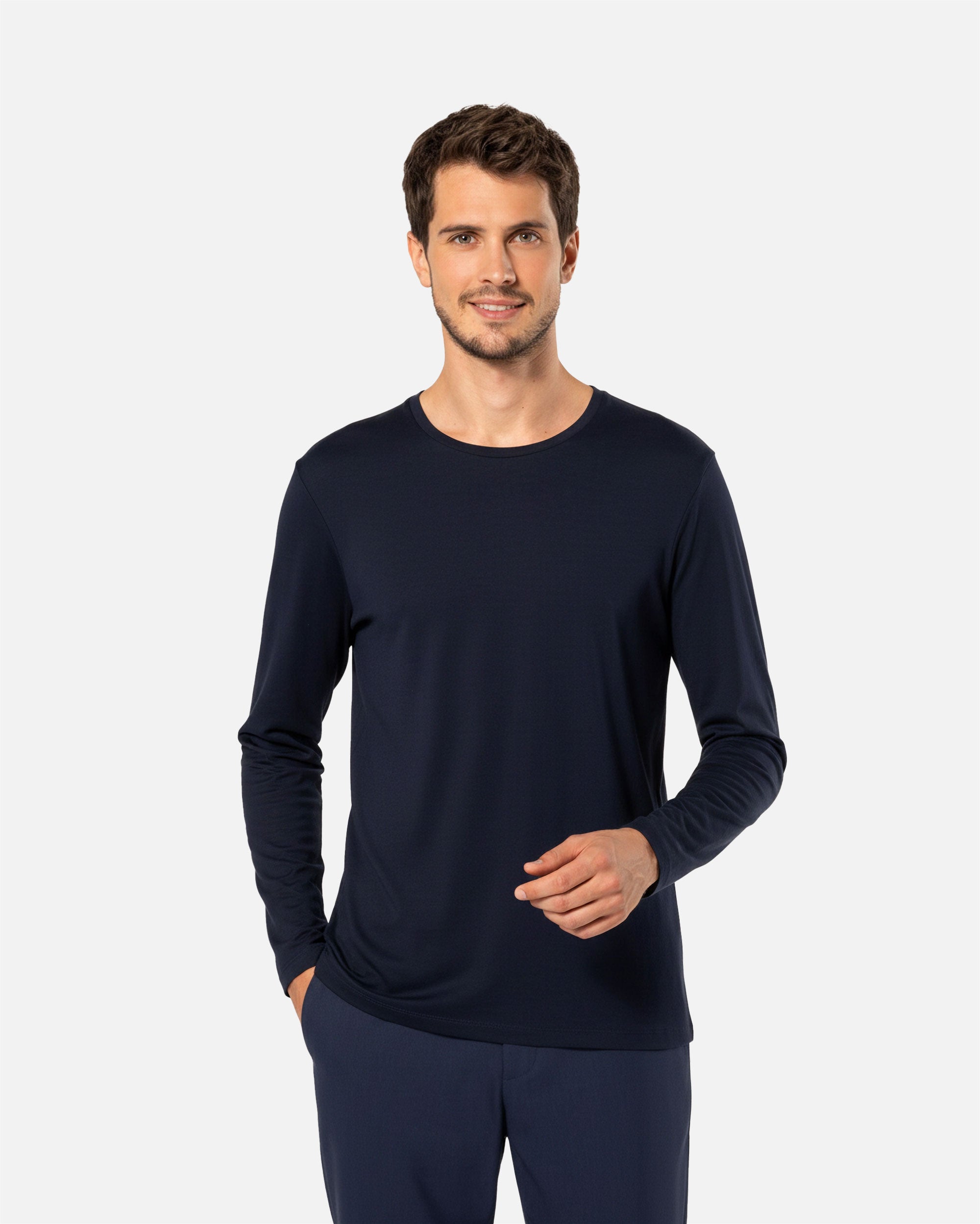 Herren Supima Langarmshirt Navy Blue von VIVID