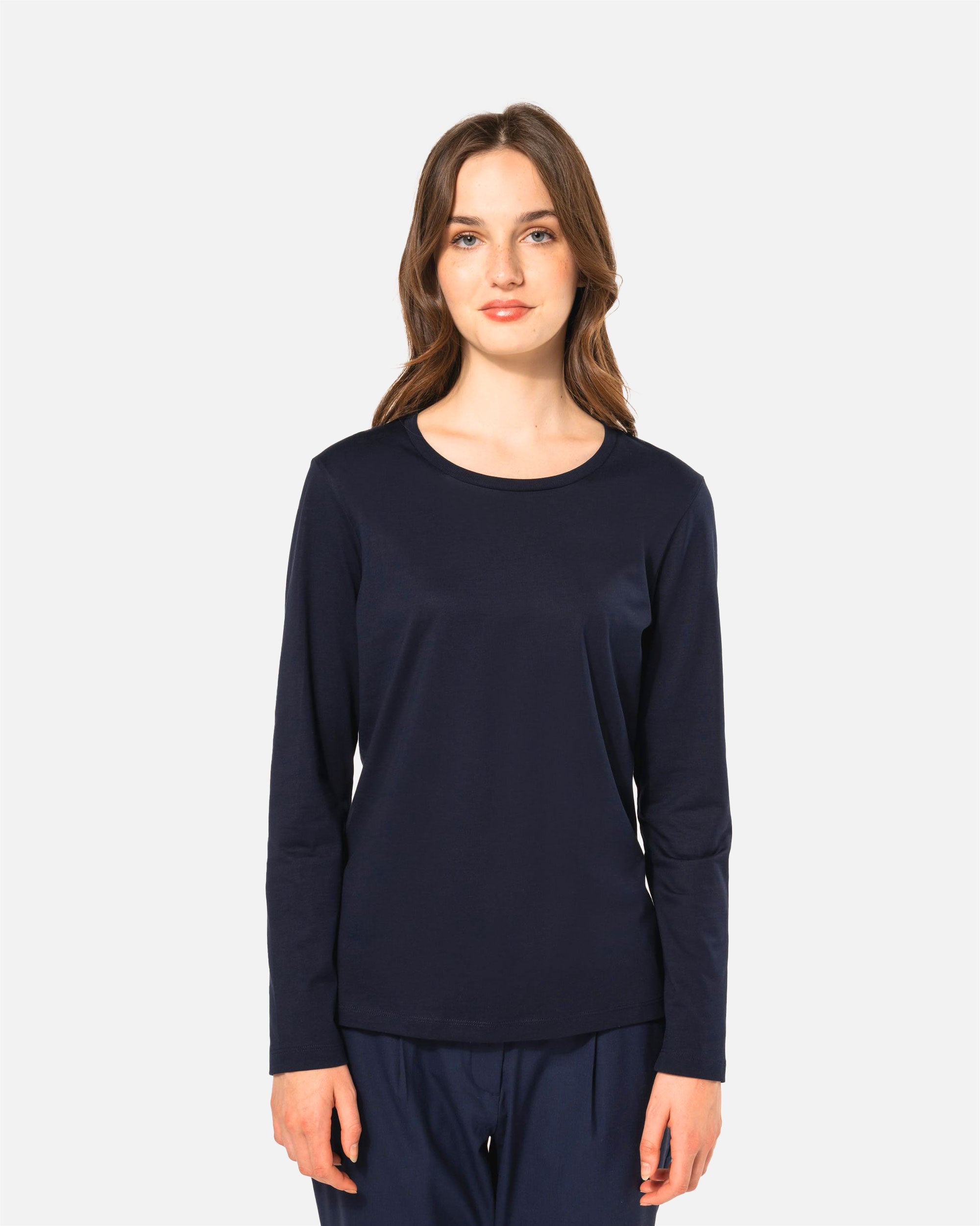 Damen Supima Langarmshirt Navy Blue von VIVID