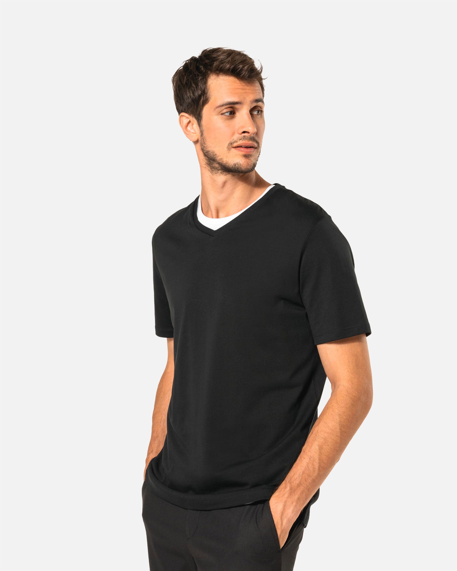 Herren Supima T-Shirt mit V-Ausschnitt Black von VIVID