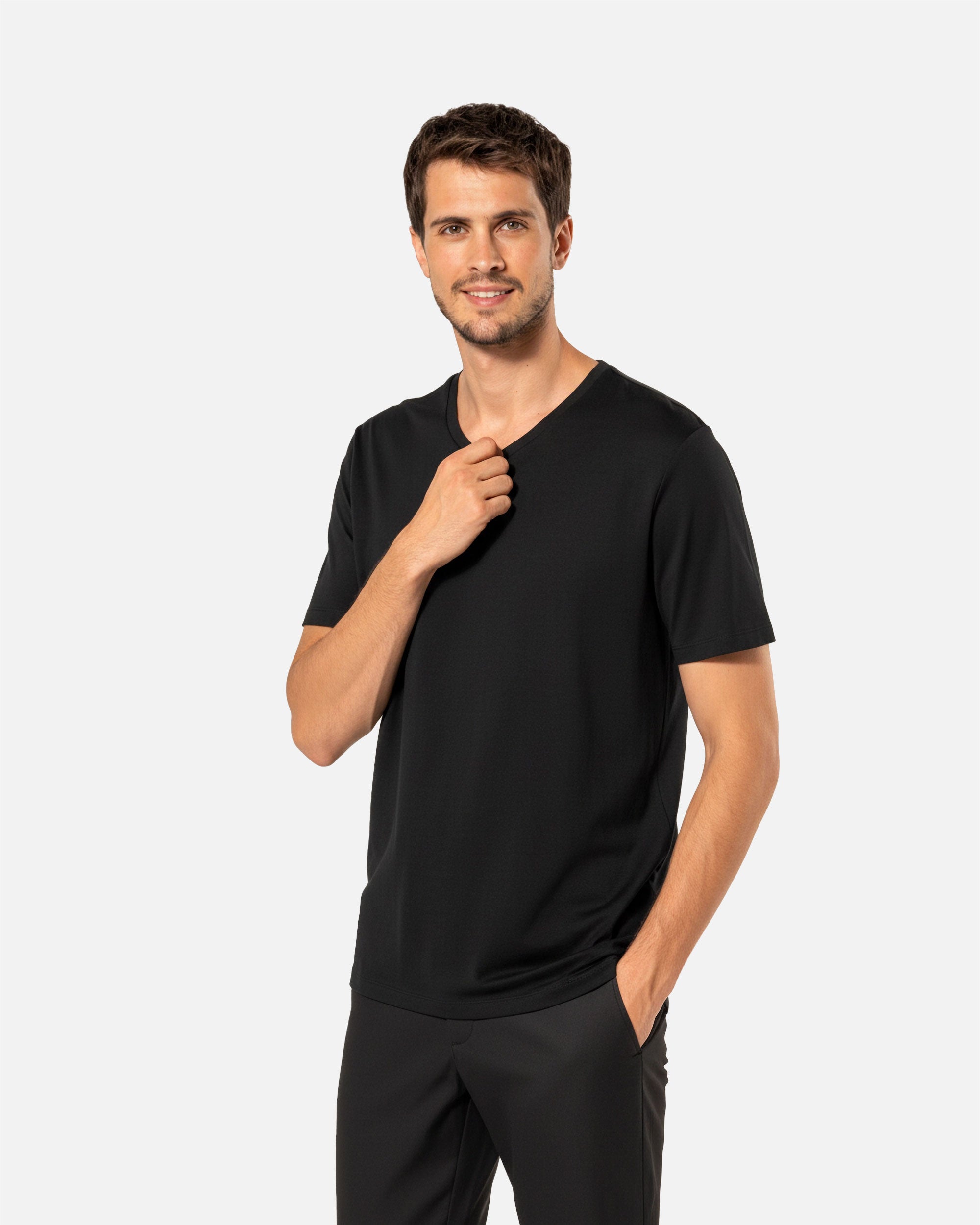 Herren Supima T-Shirt mit V-Ausschnitt Black von VIVID